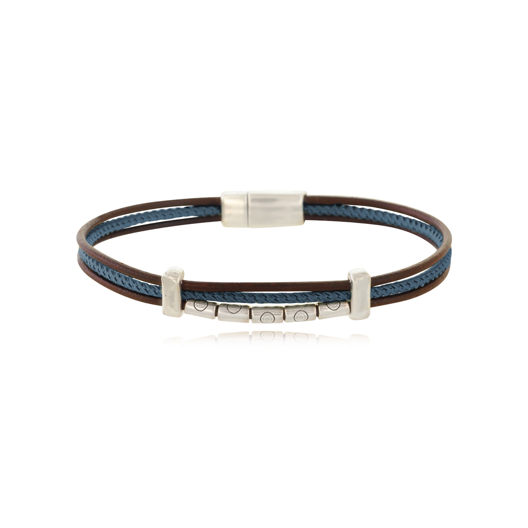 Men - Cord & Leather Bracelet with metal tubes