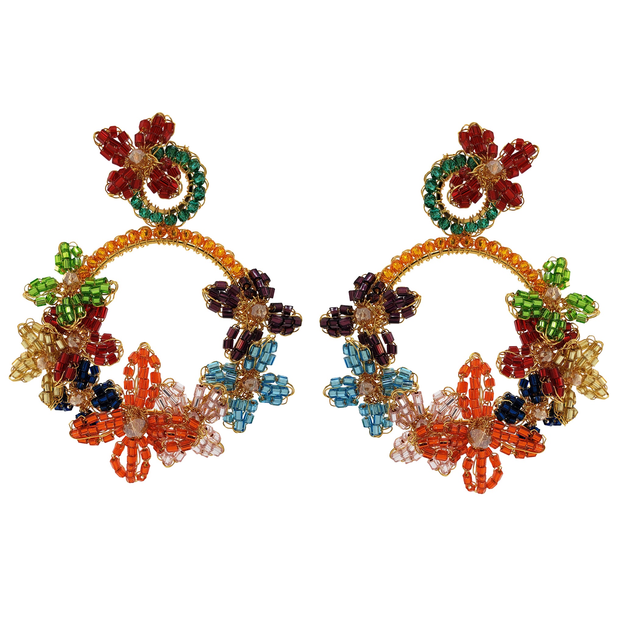 Multicolor Garden Handmade Crochet Earrings
