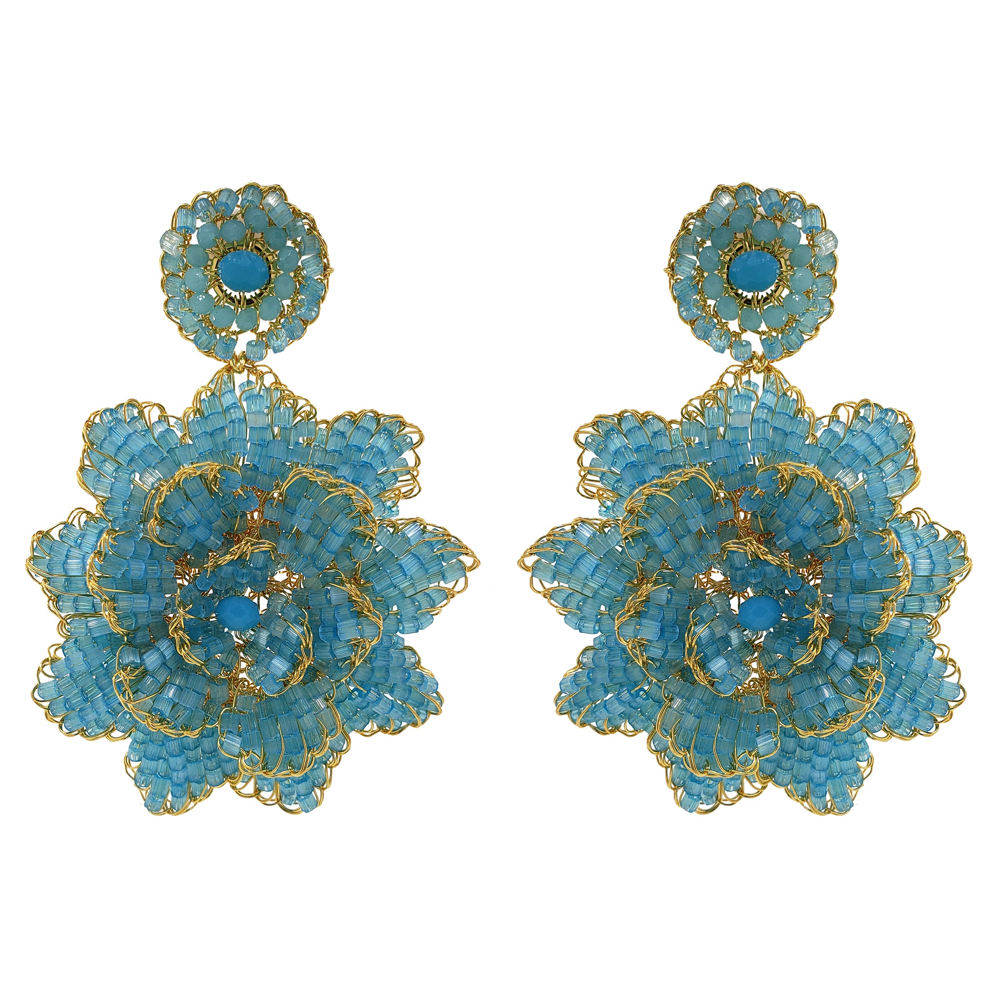Aqua Blue Blossom Handmade Earrings