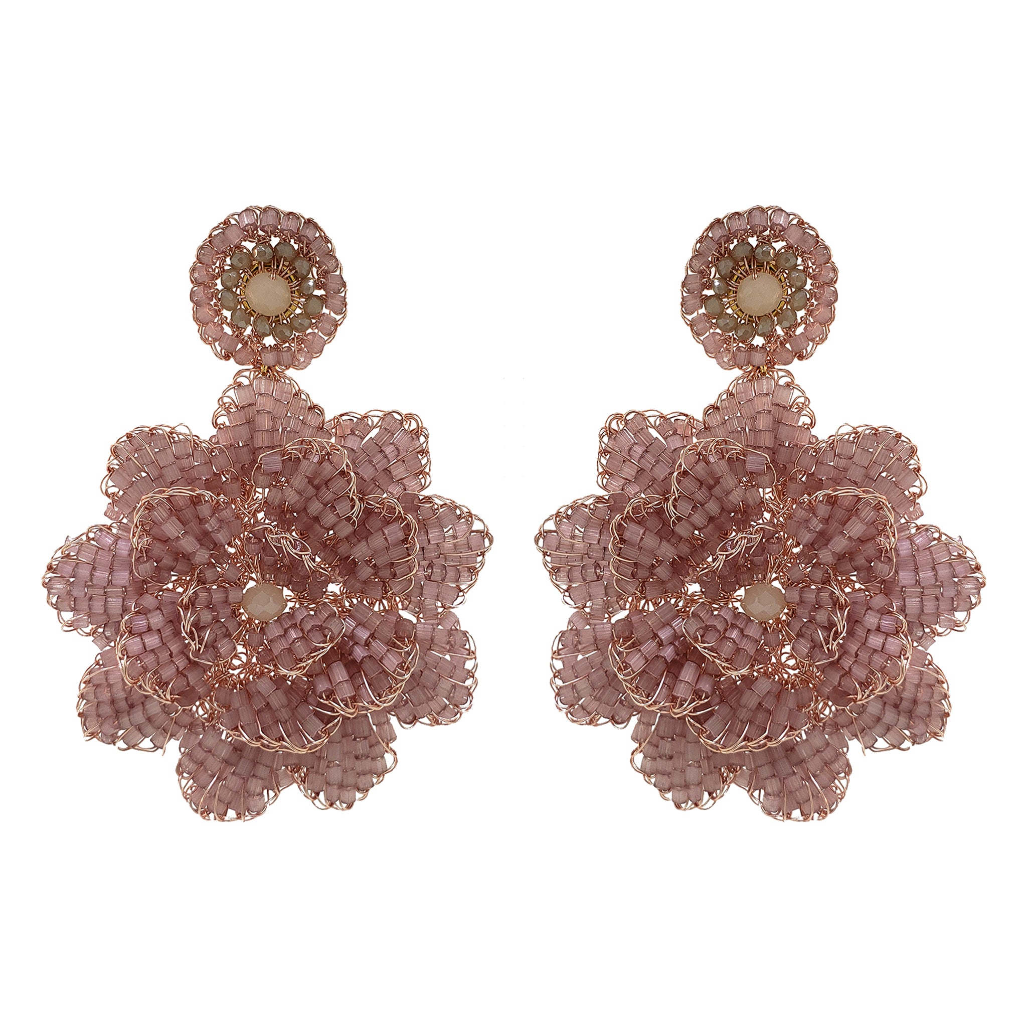 Blush Blossom Handmade Crochet Large Earrings