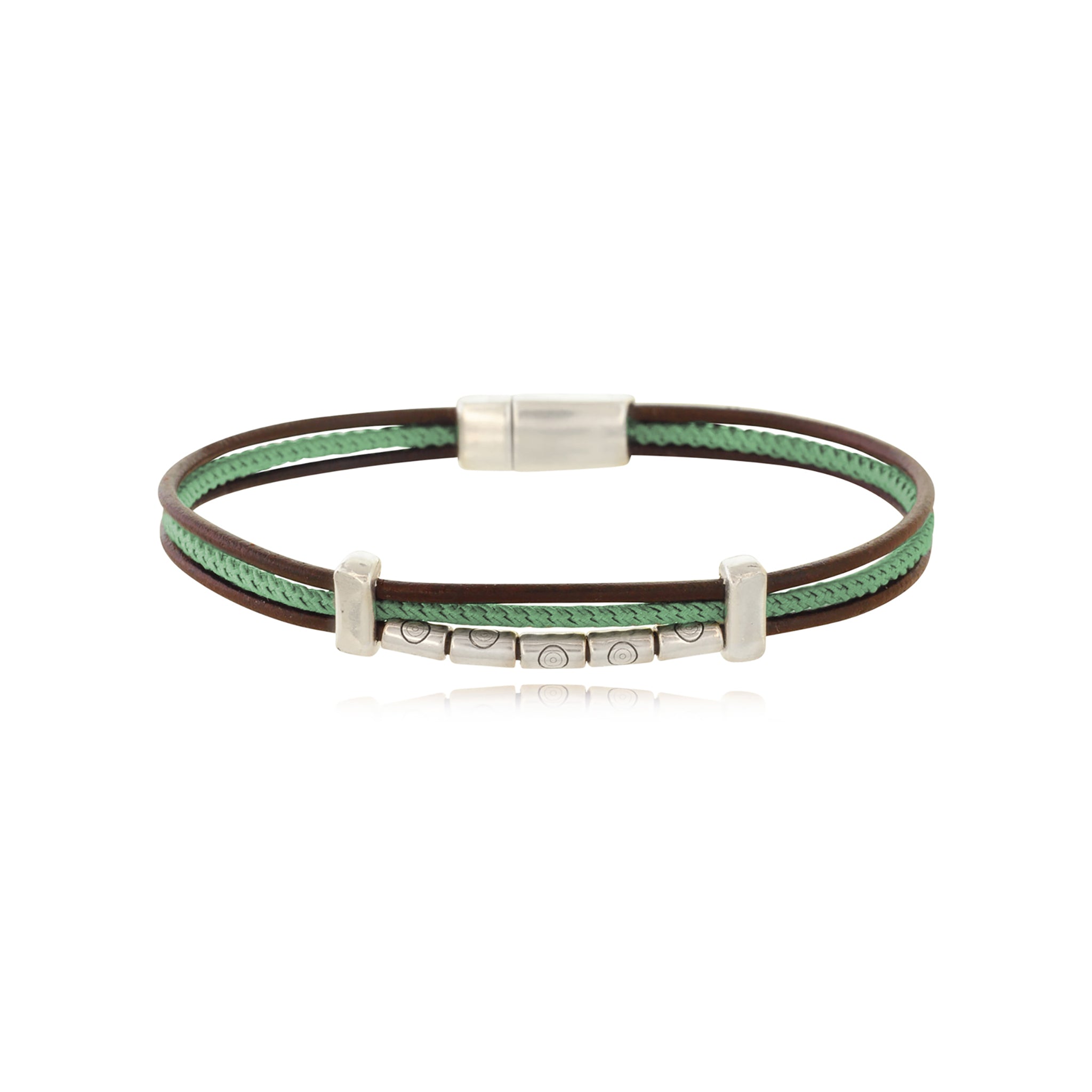 Men - Cord & Leather Bracelet with metal tubes