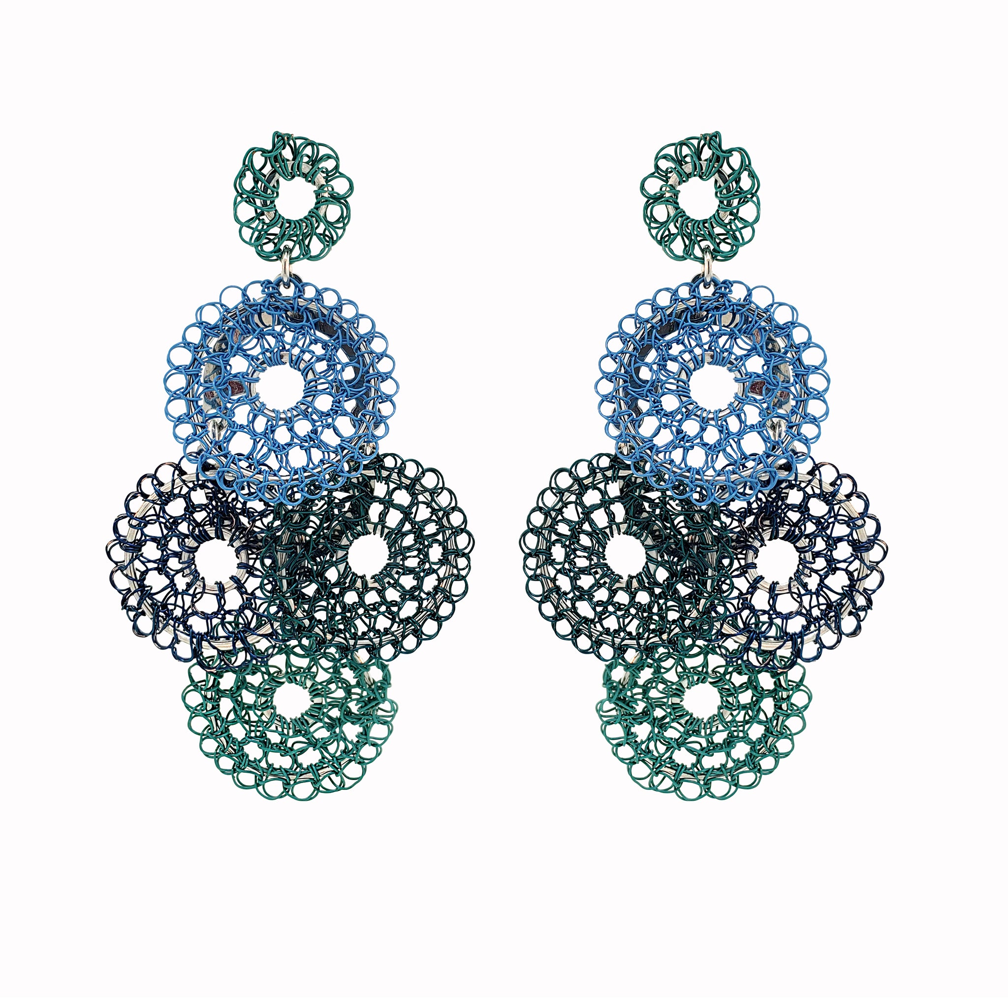 Ocean Blue Mix Juliette Handmade Crocheted Earring