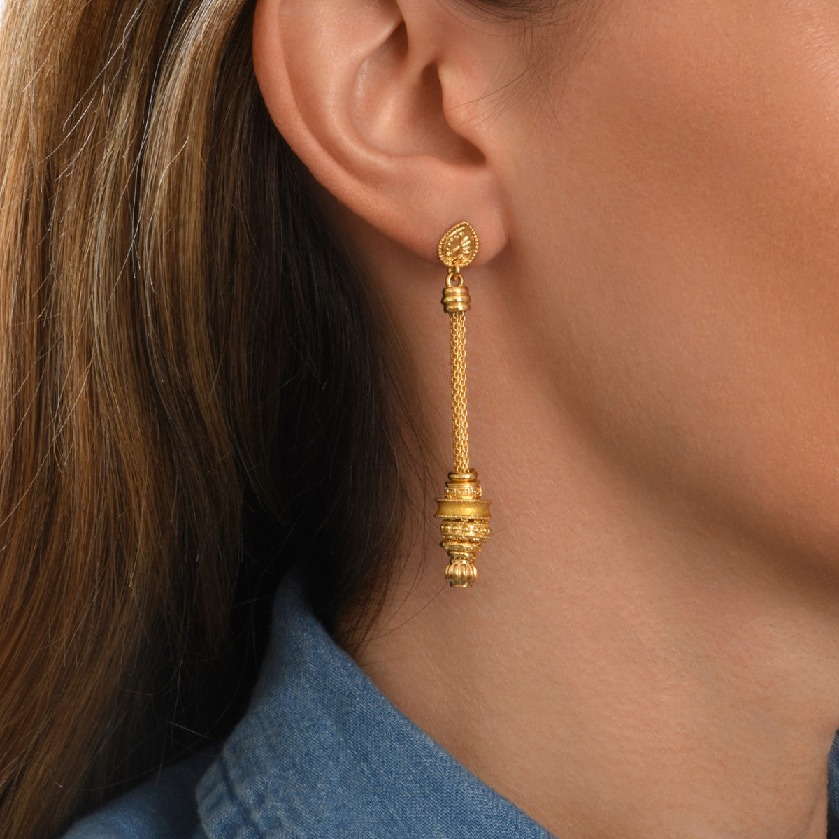 Alicudi pierced metal stud earrings