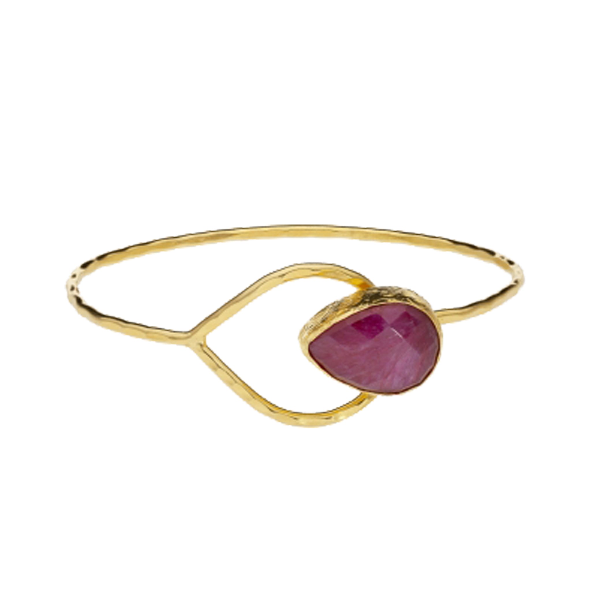 Brass Gold-Plated Bangle with Ruby Accent