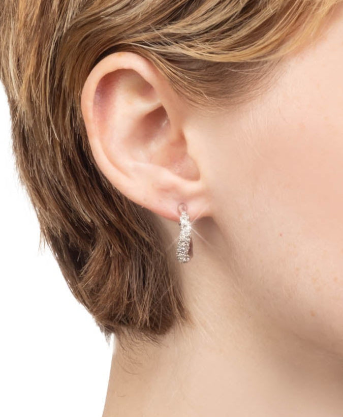Solanales Gold Crystal Twist Mini Hoop Earring