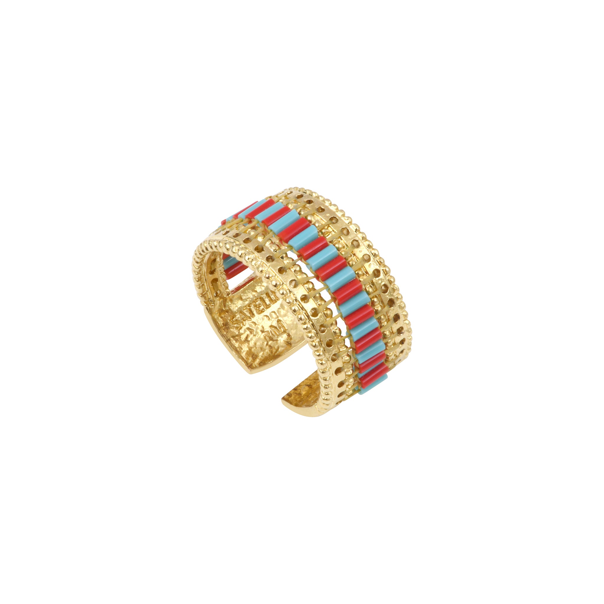 Alicudi Gold-Plated Metal and Japanese Seed Beads Adjustable Ring - Gold