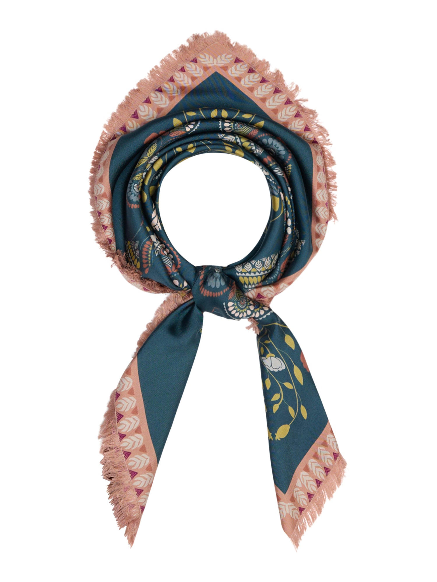 Silk 90x90 Square Scarf Embroidery Print