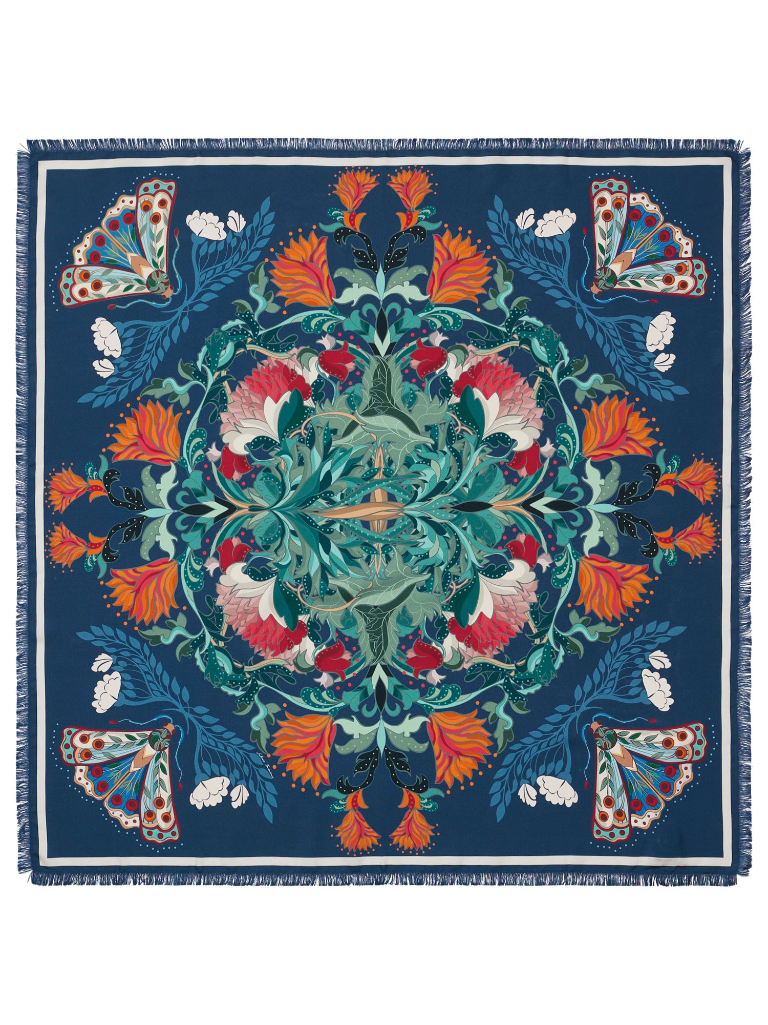 Silk 90x90 Square Scarf Moth Print