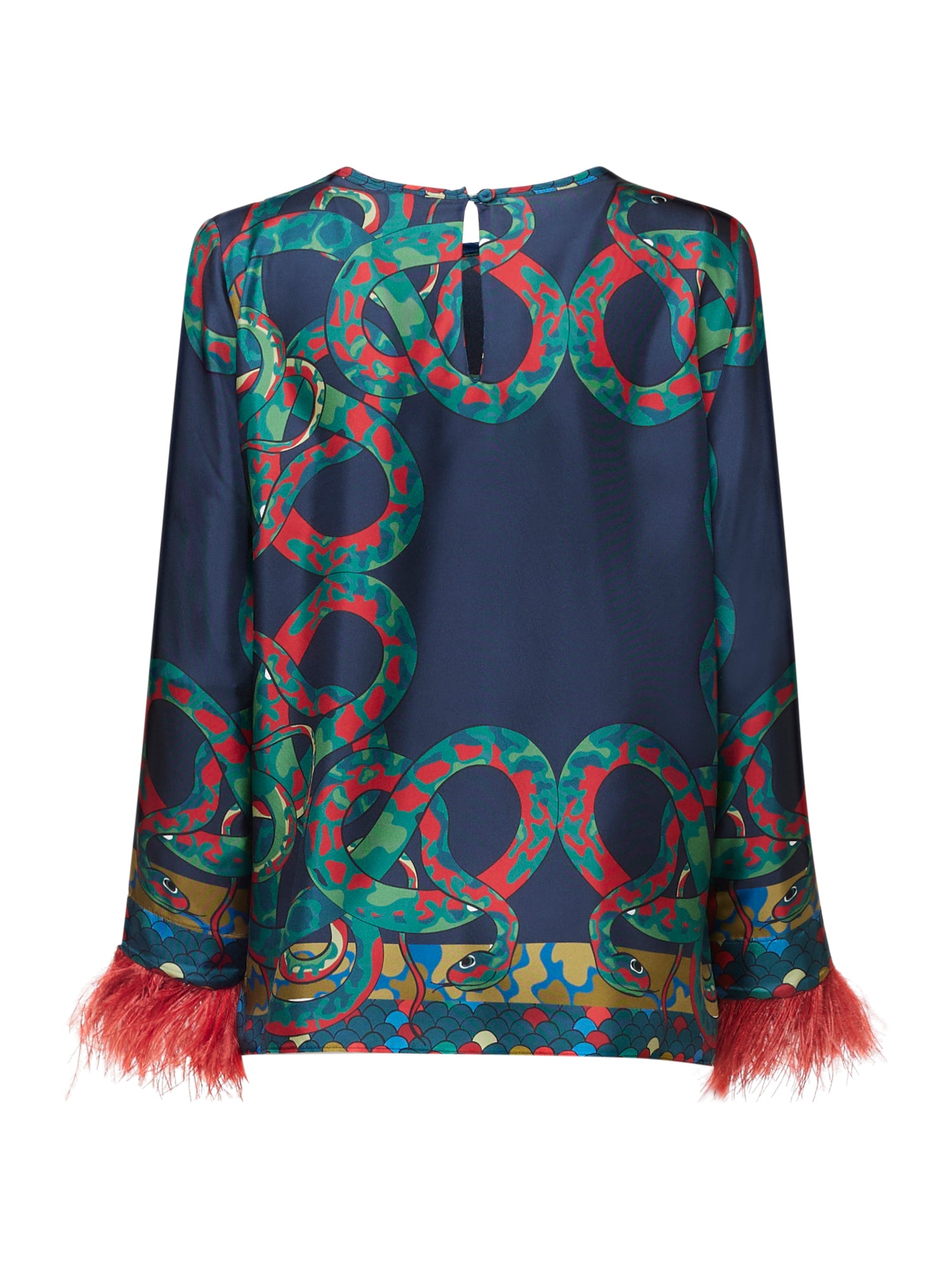 SILK BLOUSE WITH FEATHERS SNAKE PRINT