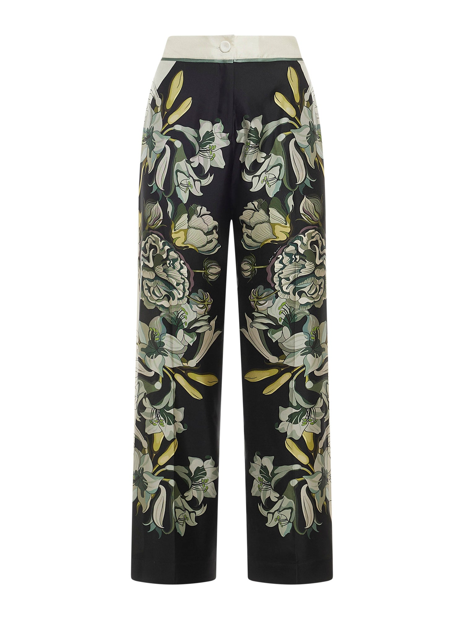 Silk Trousers Roses And Daffodils