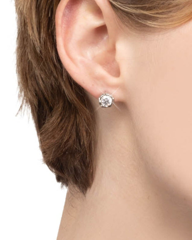 Asterales Molten Bezel Stud Earring- Silver