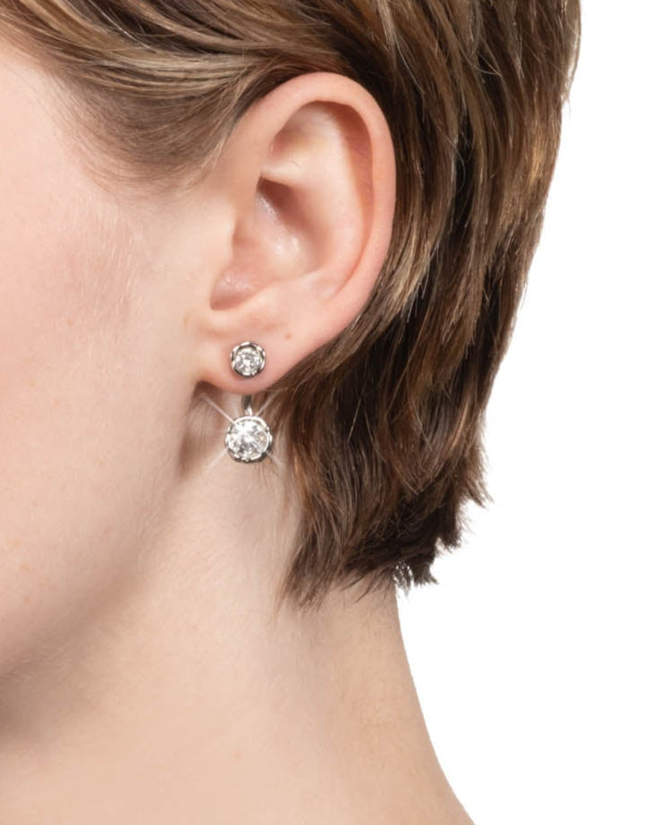 Asterales Silver Molten Front Back Earring
