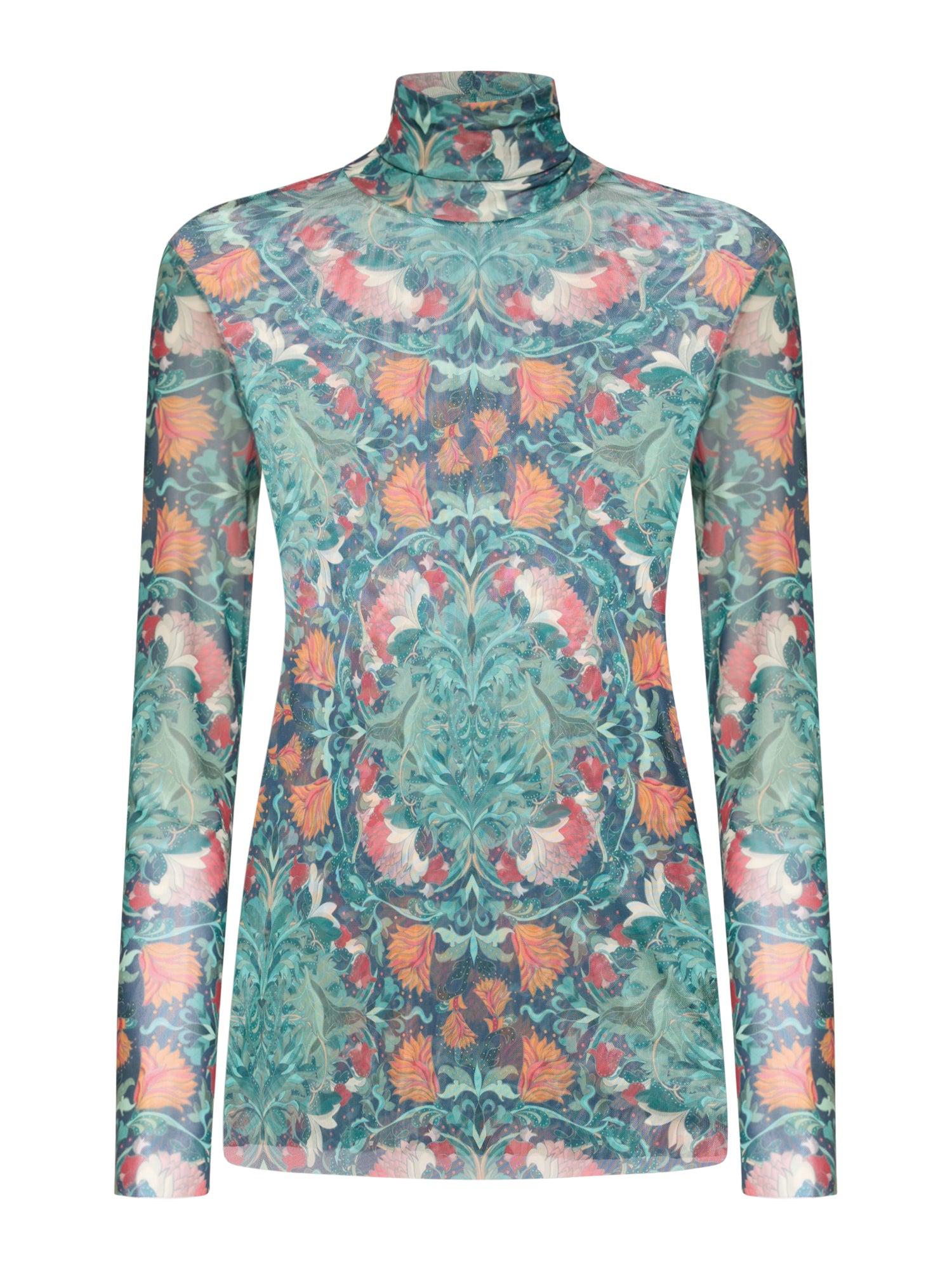 Stretch Turtleneck Top Moth Print
