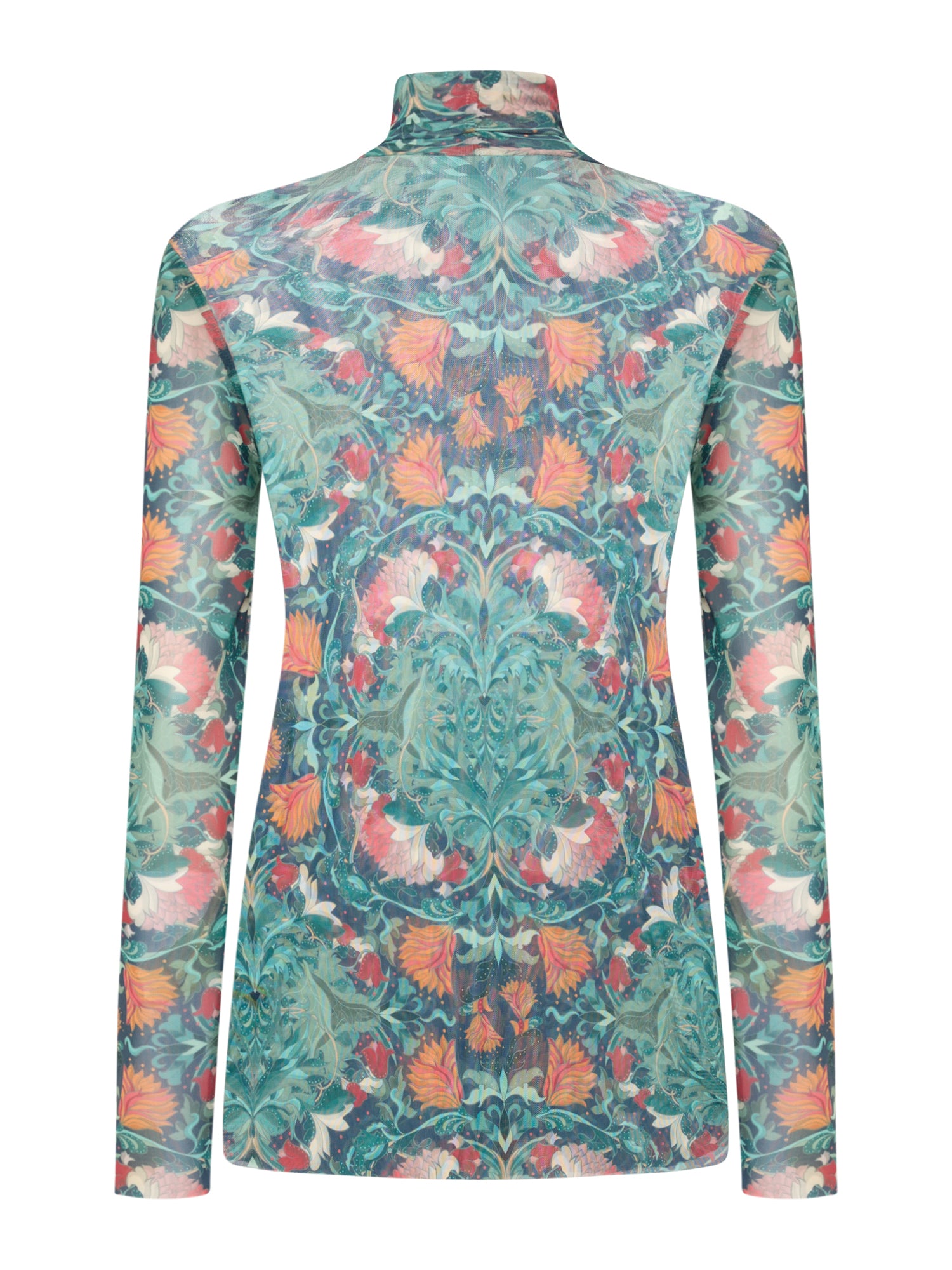 Stretch Turtleneck Top Moth Print