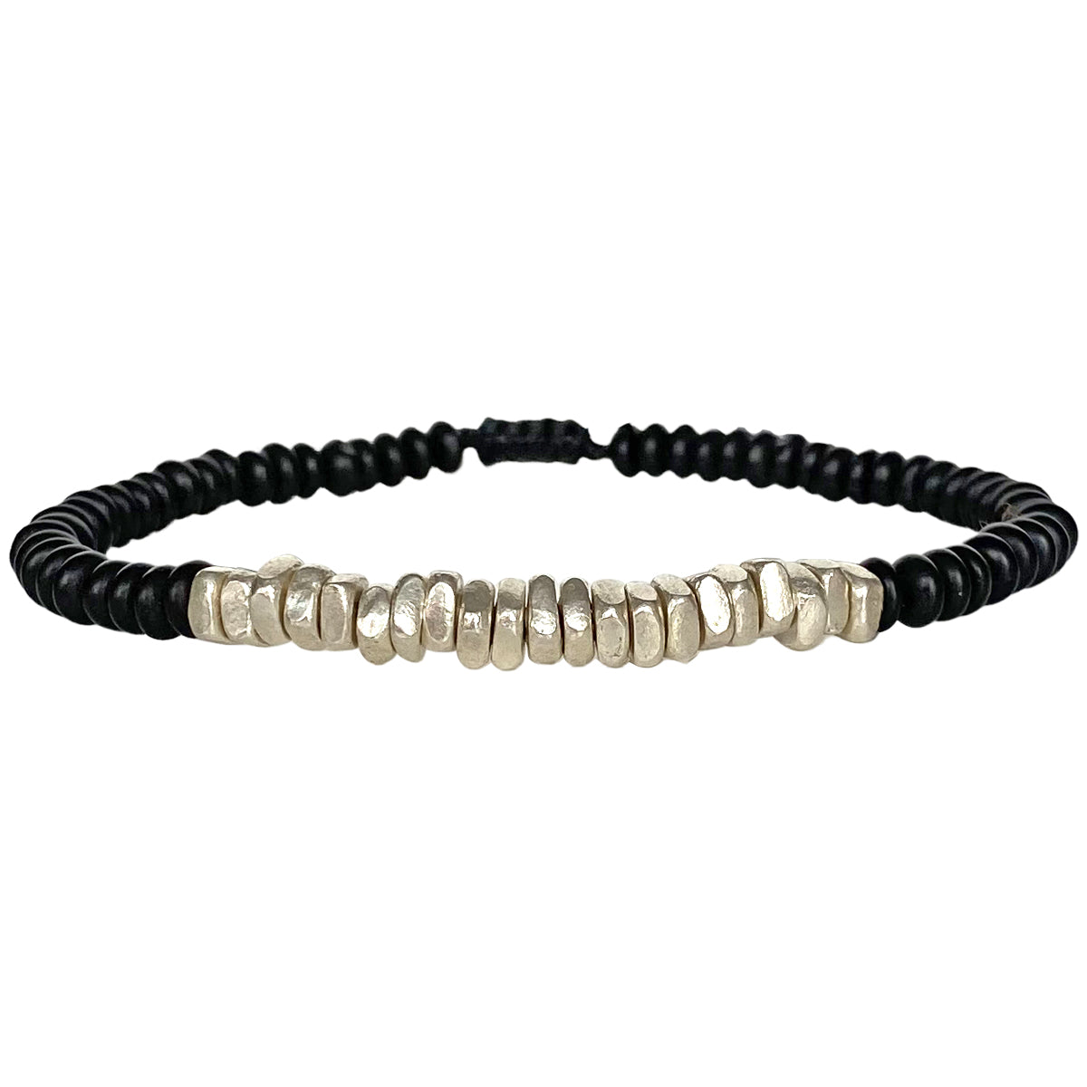 Handmade Stone Bracelet for Him - Sterling Silver / Black Onyx