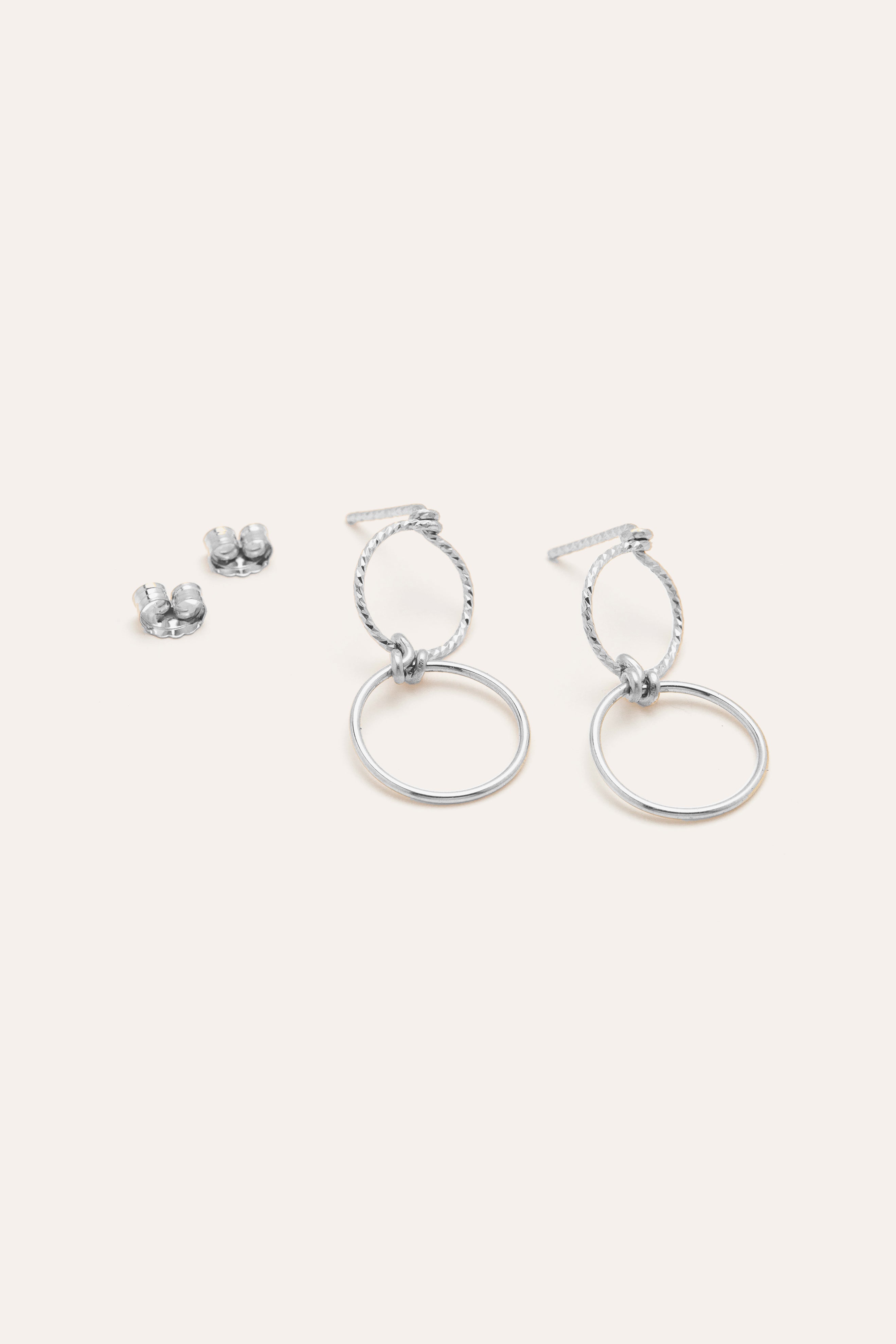 Earrings Double Ring - Silver
