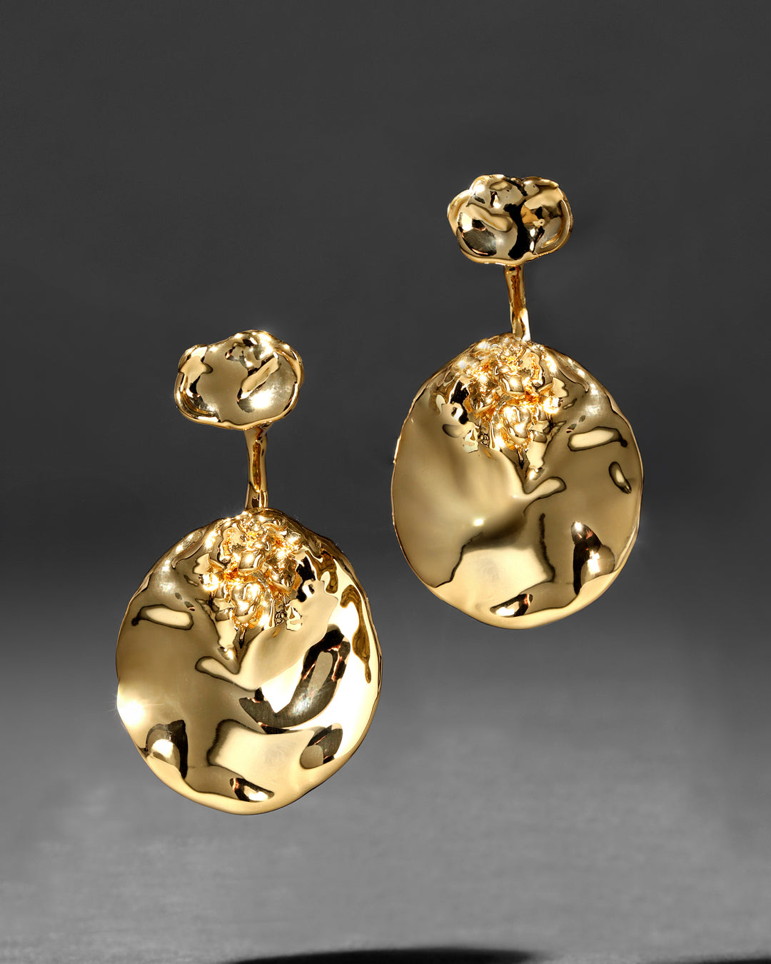 Brut Gold Coin Front Back Earring