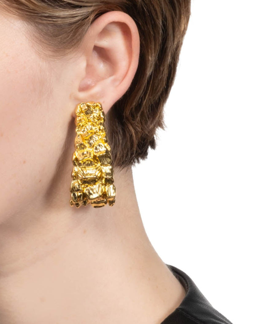 Brut Gold Croco Hoop Earring