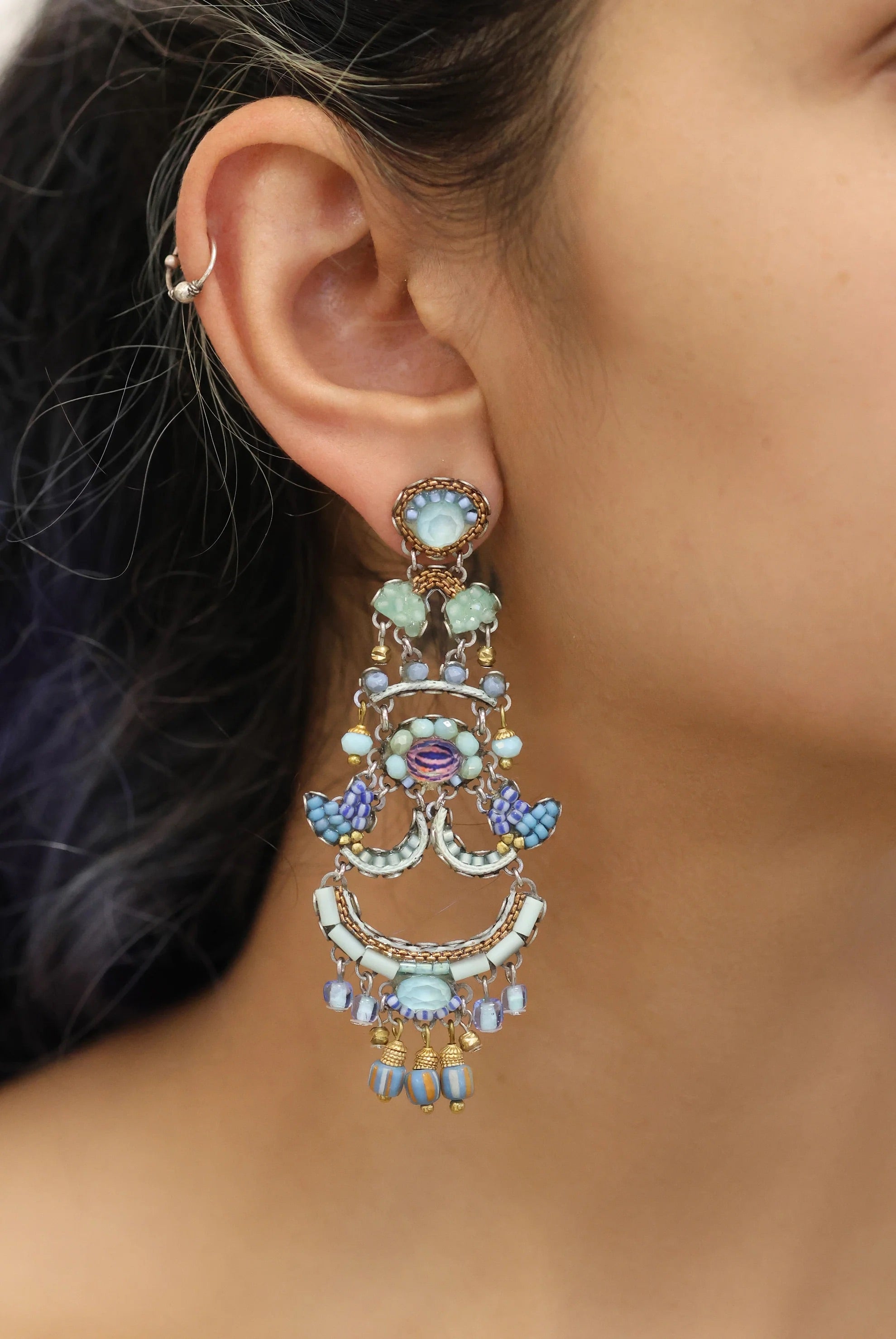 Big Glamorous Earrings Blue Bird Set, Robin