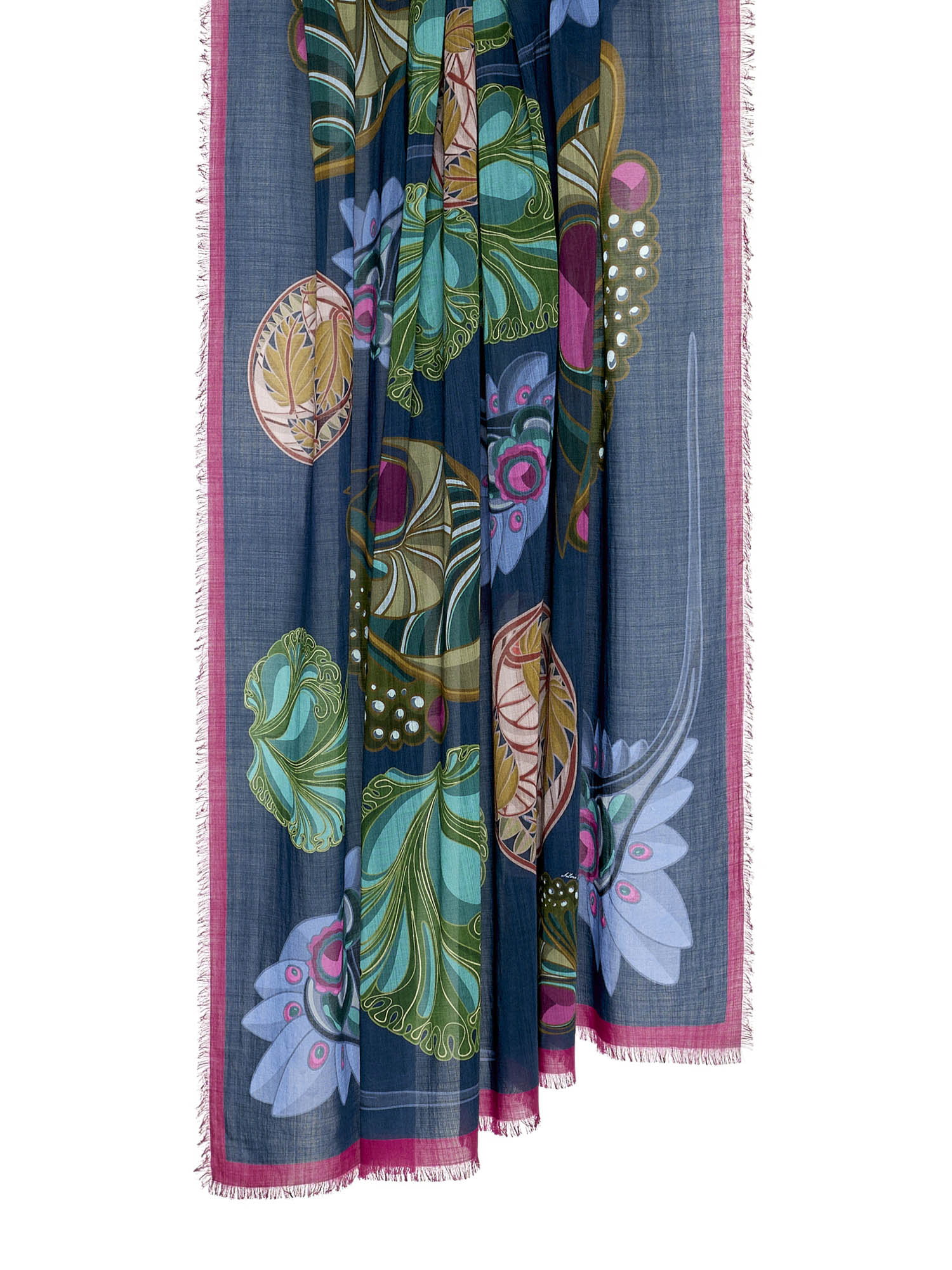 Wool Scarf Embroidered Botanical