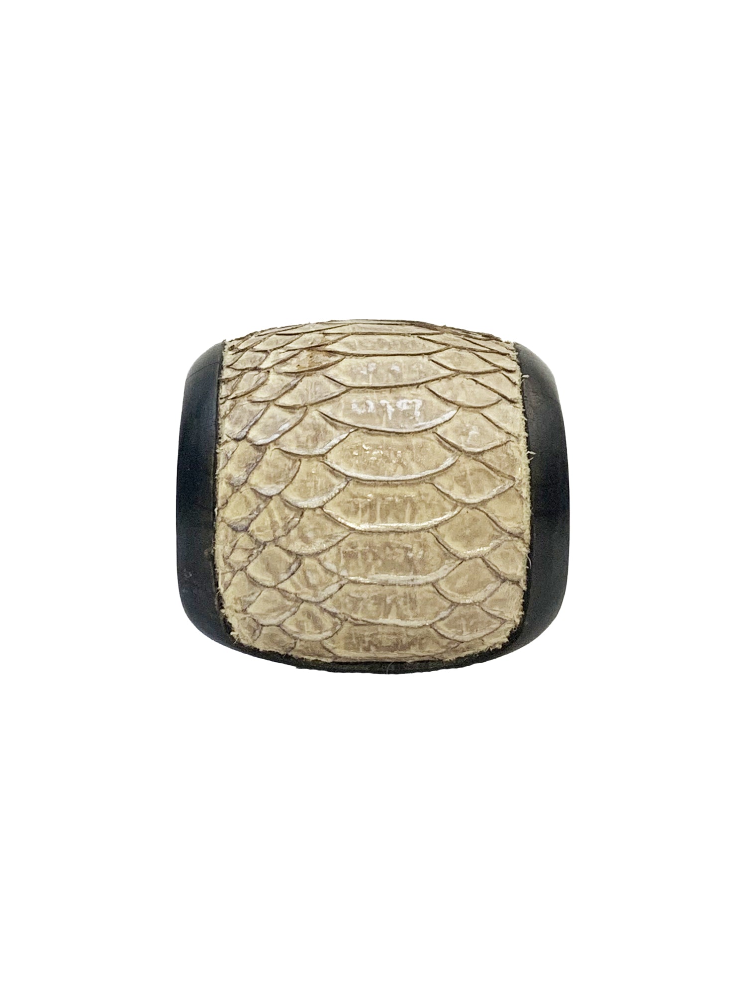 Leather & Wood Cuff Bracelet - Beige