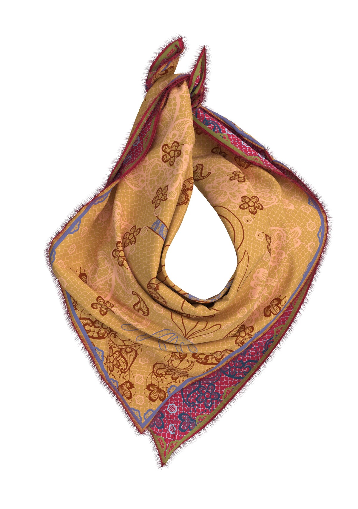 Cialda Reversible Square Silk Scarf 90 x 90 cm