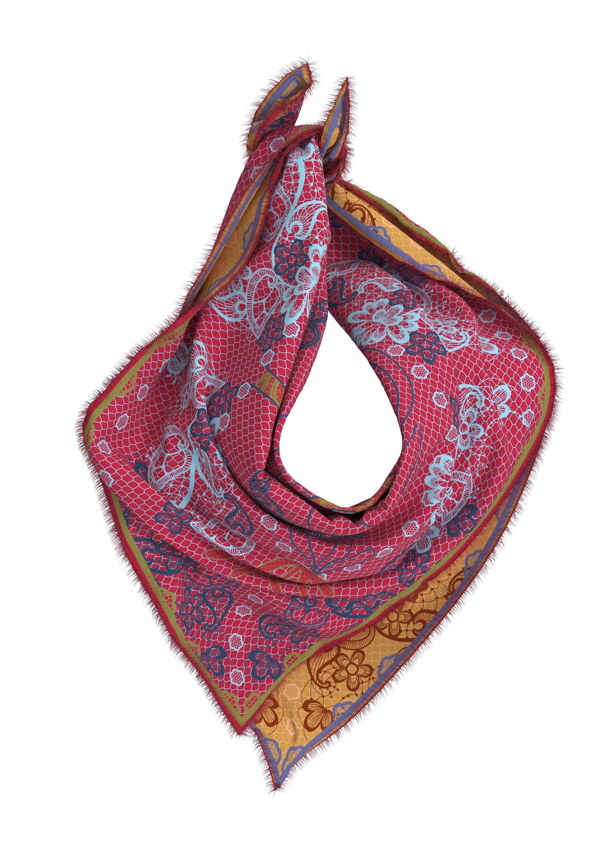 Cialda Reversible Square Silk Scarf 90 x 90 cm