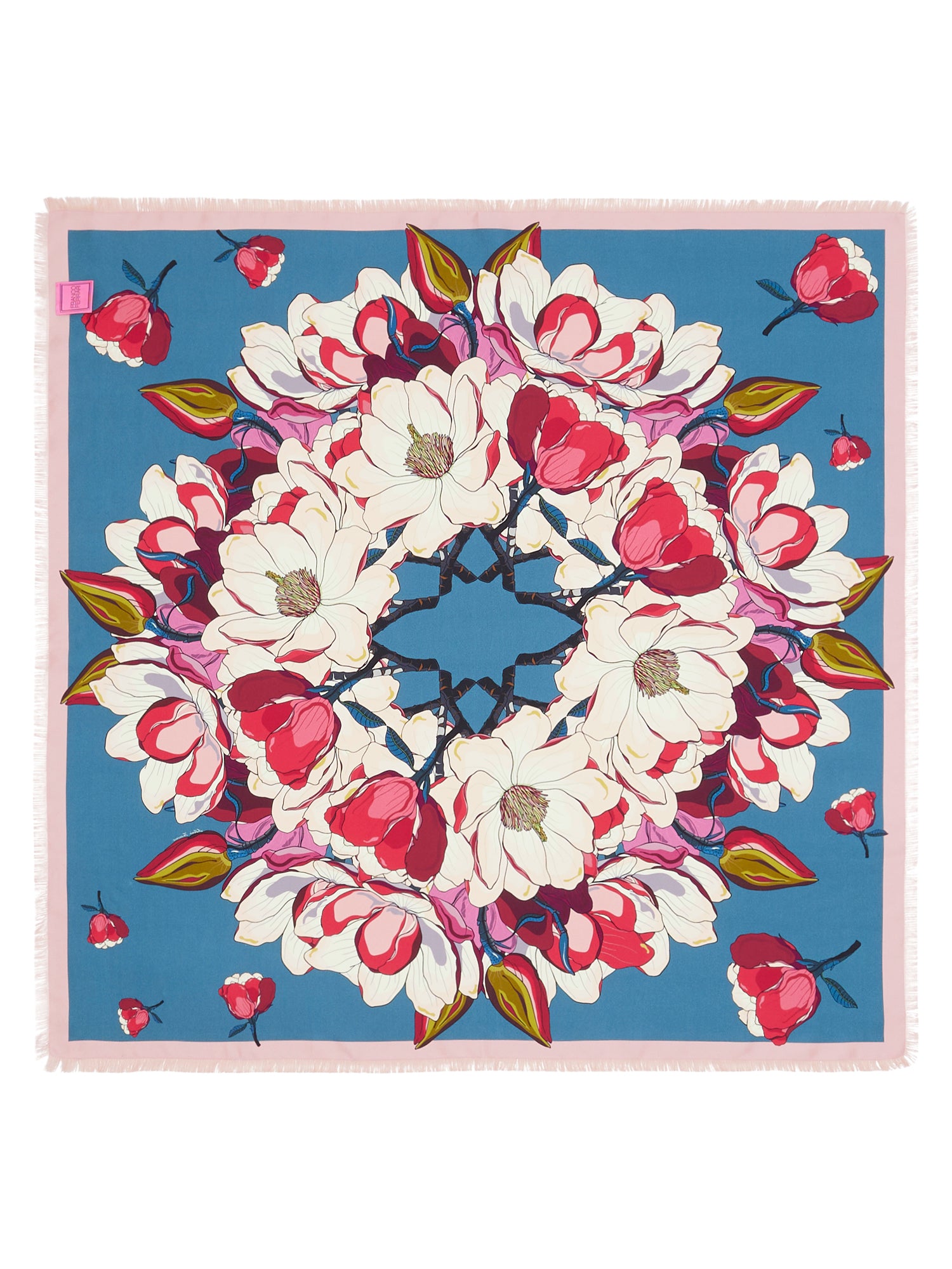 SILK 90X90 SQUARE DOUBLE SIDED WINTER FLOWER PRINT