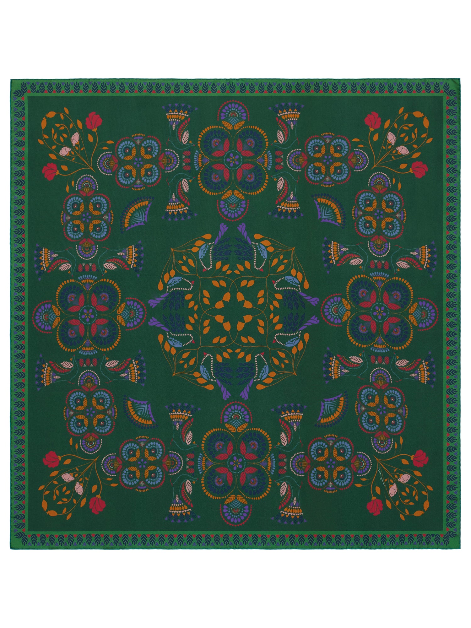 Reversible Silk 90x90  Square Scarf Embroidery Print
