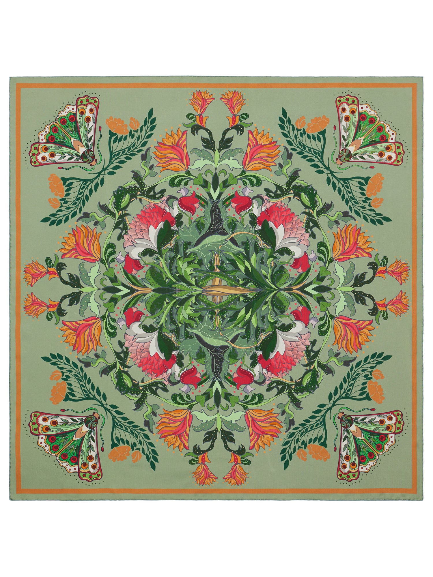 Reversible Silk 90x90  Square Scarf Moth print