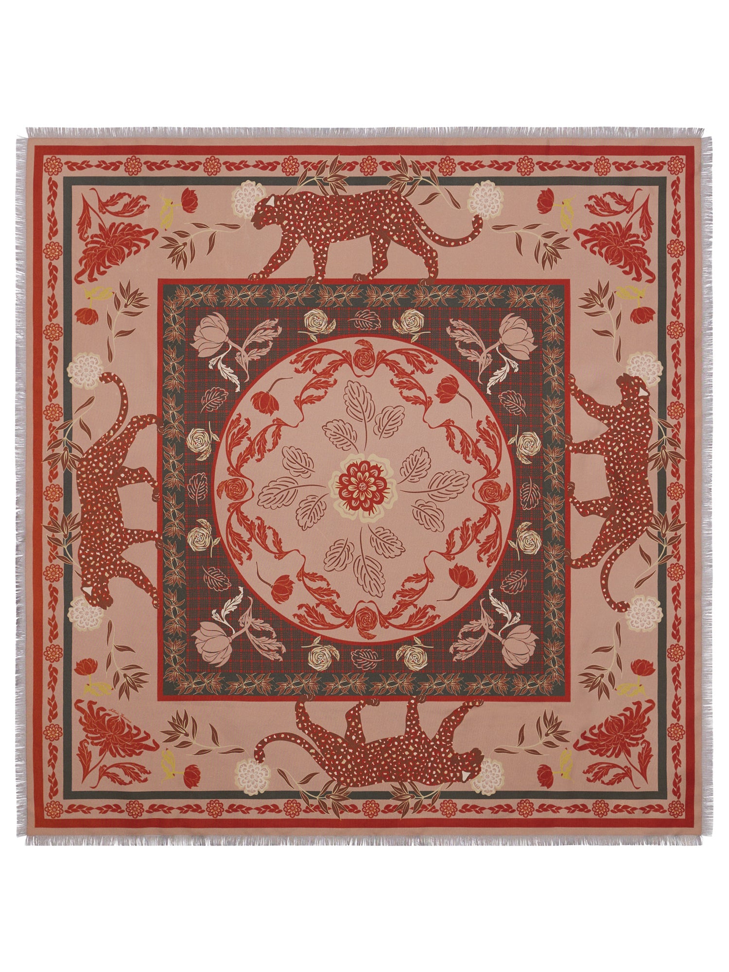 Reversible Silk 90x90  Square Scarf Panther Print