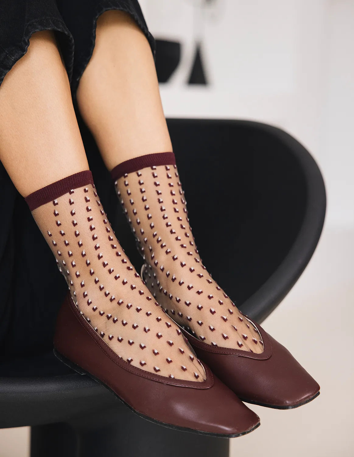 Sheer Graphic Socks — Crescent Dunes Red