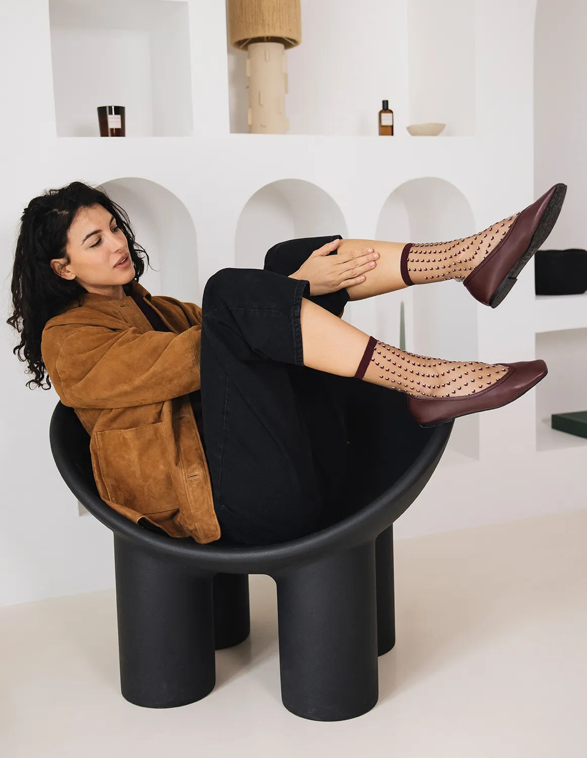 Sheer Graphic Socks — Crescent Dunes Red