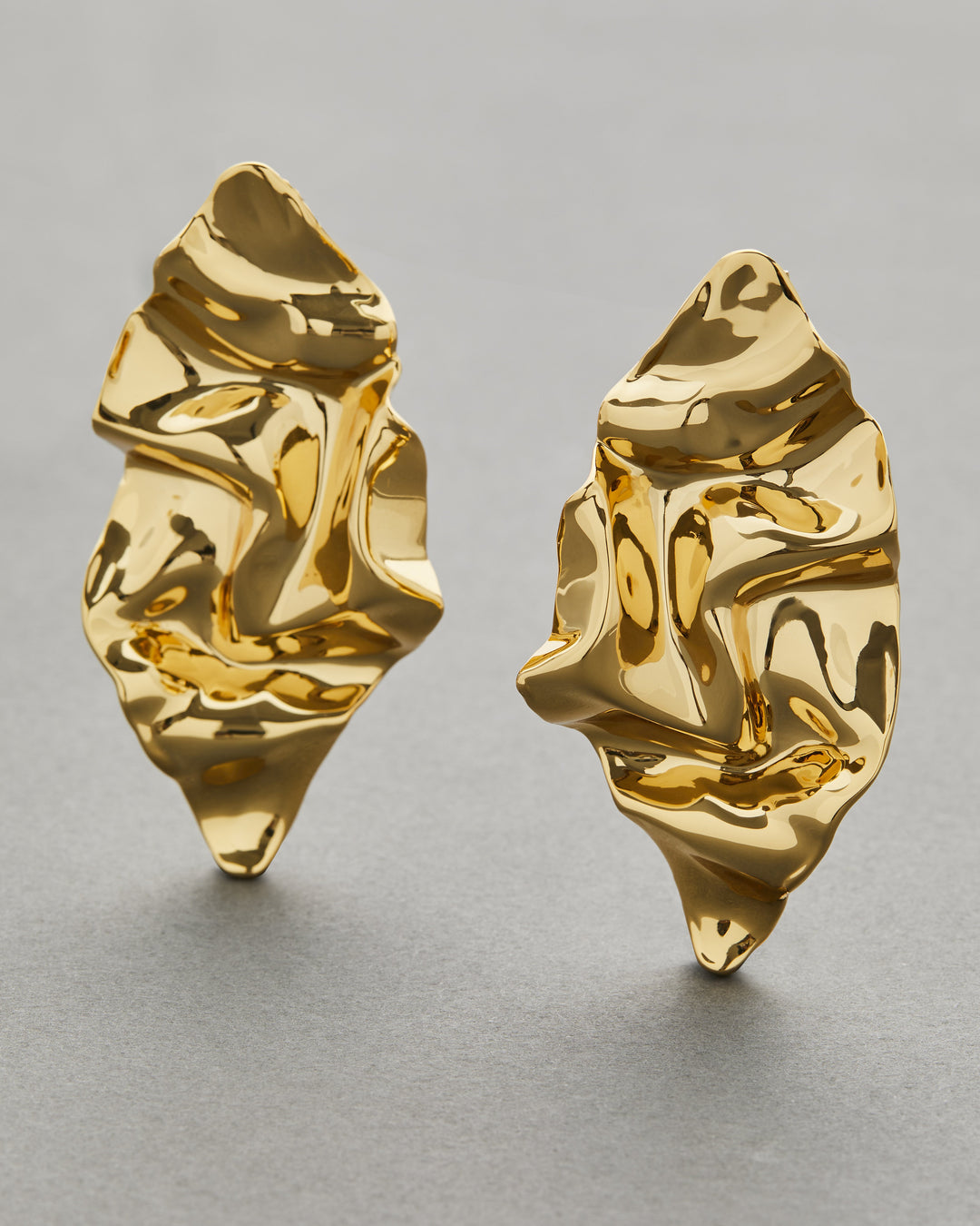 Crumpled Large Post Earring- Gold