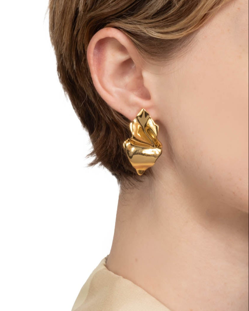Crumpled Small Post Earring- Gold
