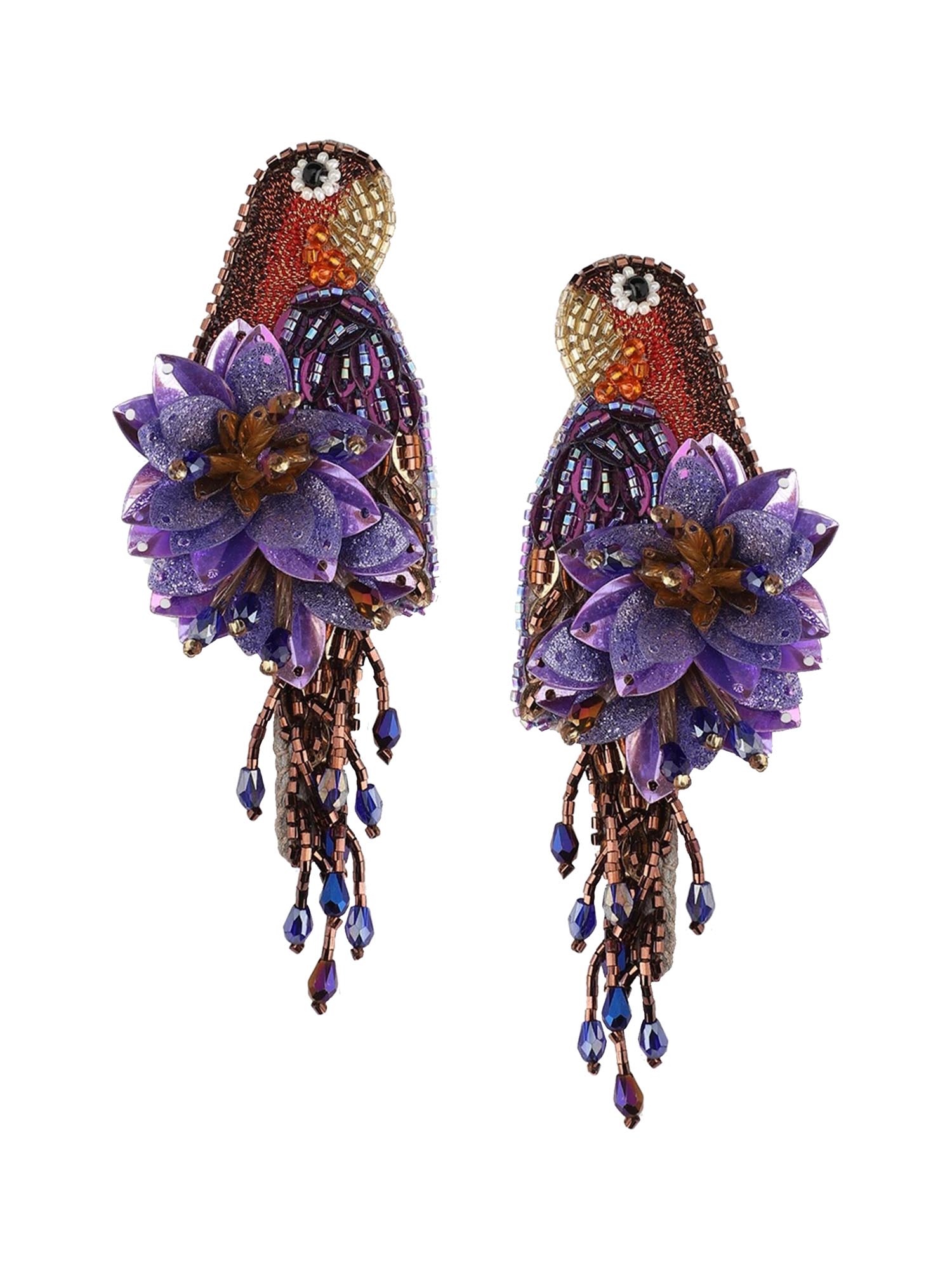Parrot Earrings Dark Purple