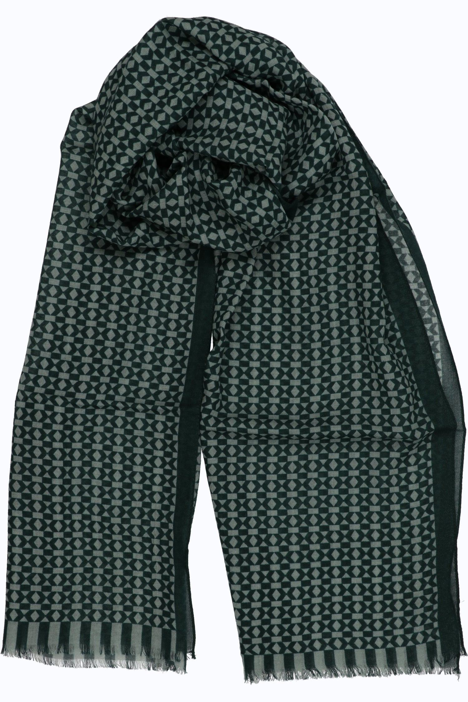 Geometric Twill Wool Scarf – 55x190 cm