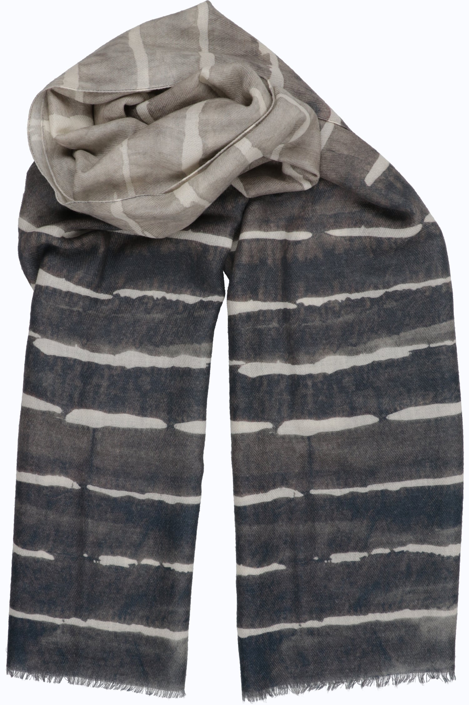 Ombre Stripe Wool Twill Scarf – 55x190 cm