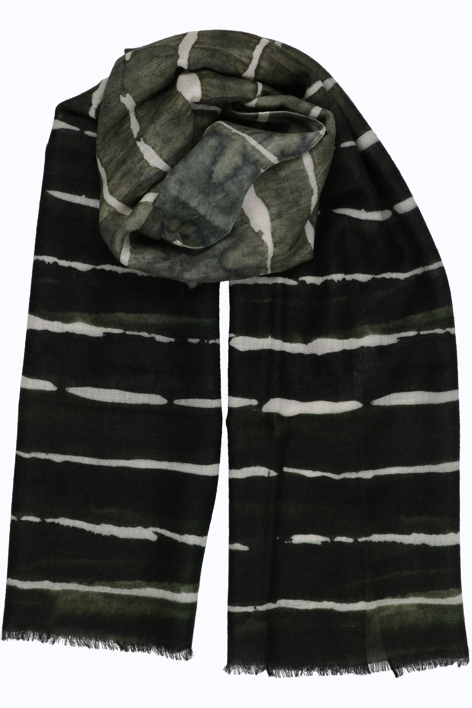 Ombre Stripe Wool Twill Scarf – 55x190 cm