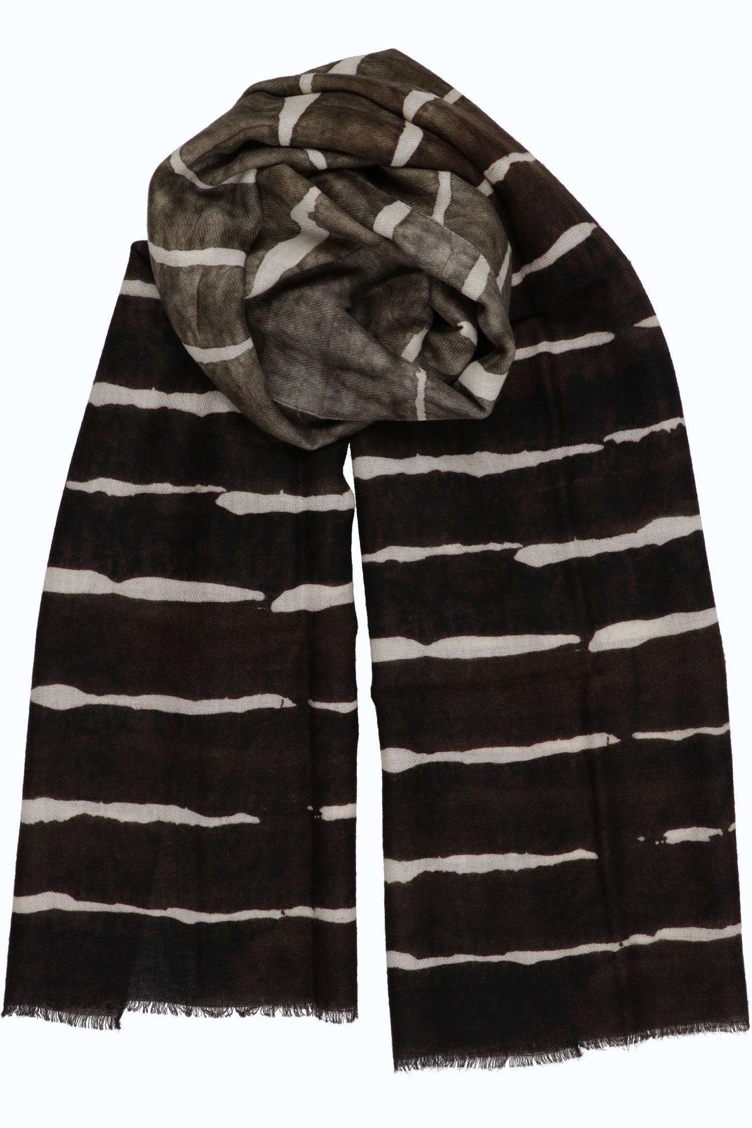Ombre Stripe Wool Twill Scarf – 55x190 cm