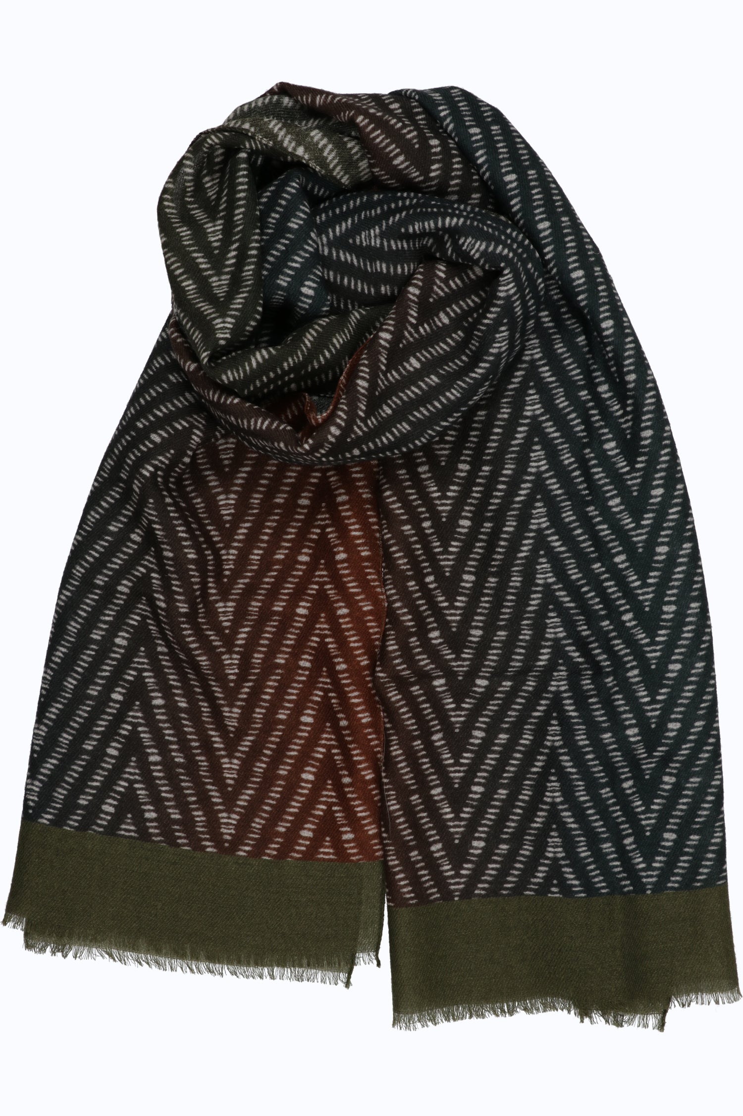 Chevron Gradient Wool Twill Scarf