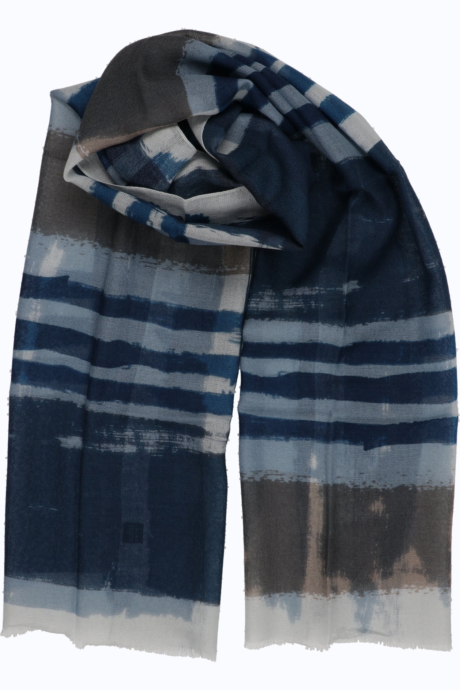 Unisex Checked Knit Wool Scarf – Hand-Painted Effect
