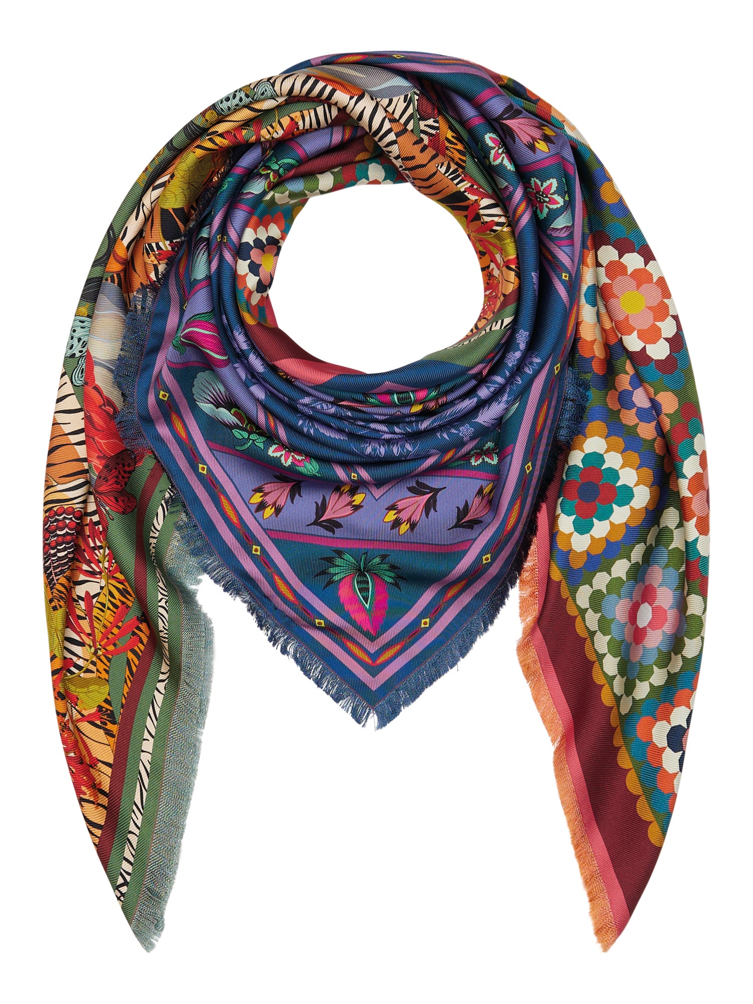 Silk 135x135 Scarf Fancy Print