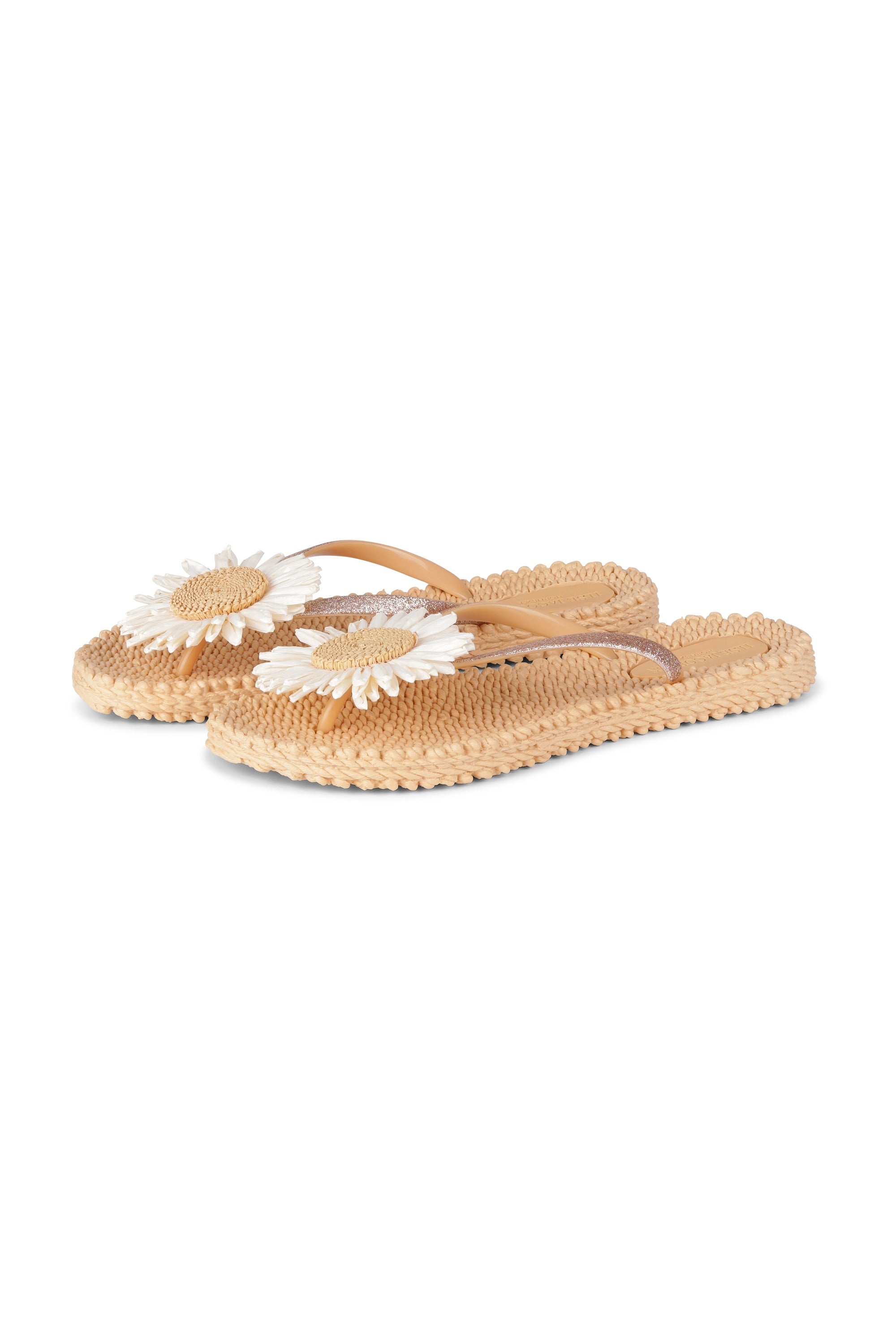 Flip Flop With Flower - Beige