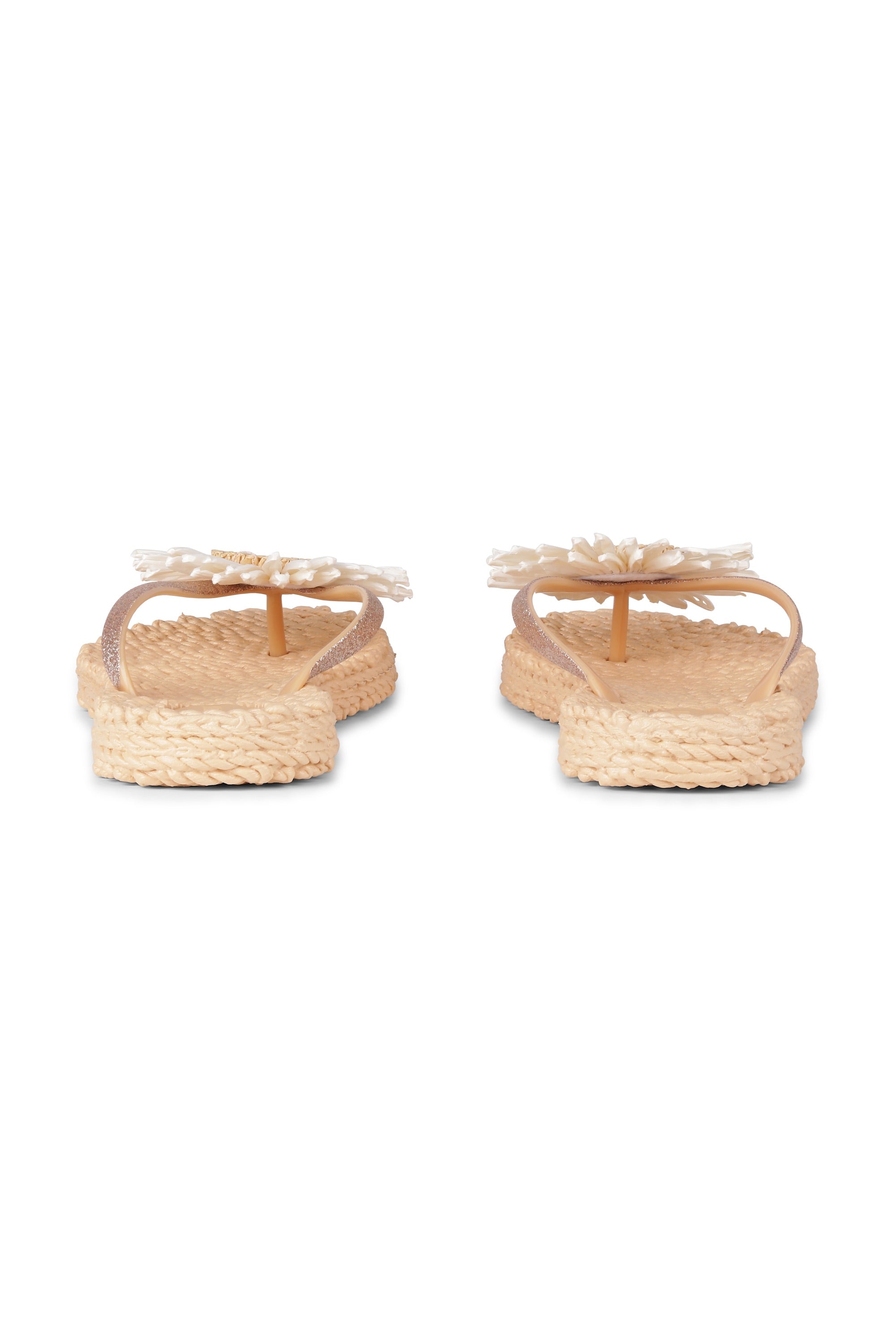 Flip Flop With Flower - Beige