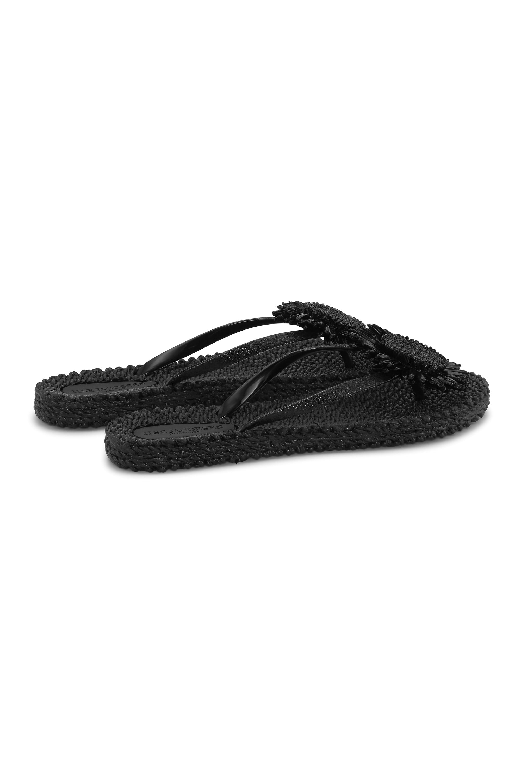Flip Flop With Flower - Black