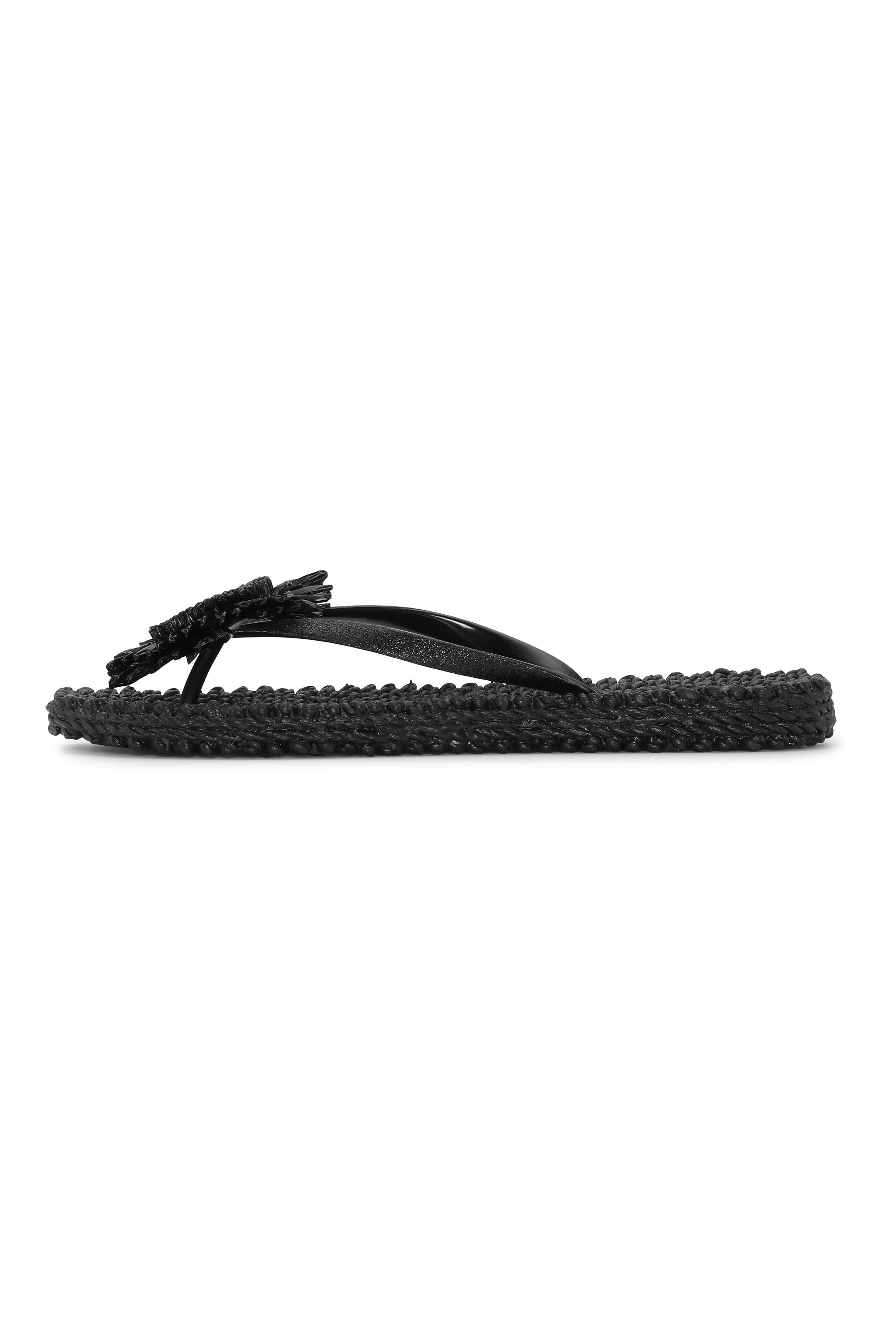 Flip Flop With Flower - Black