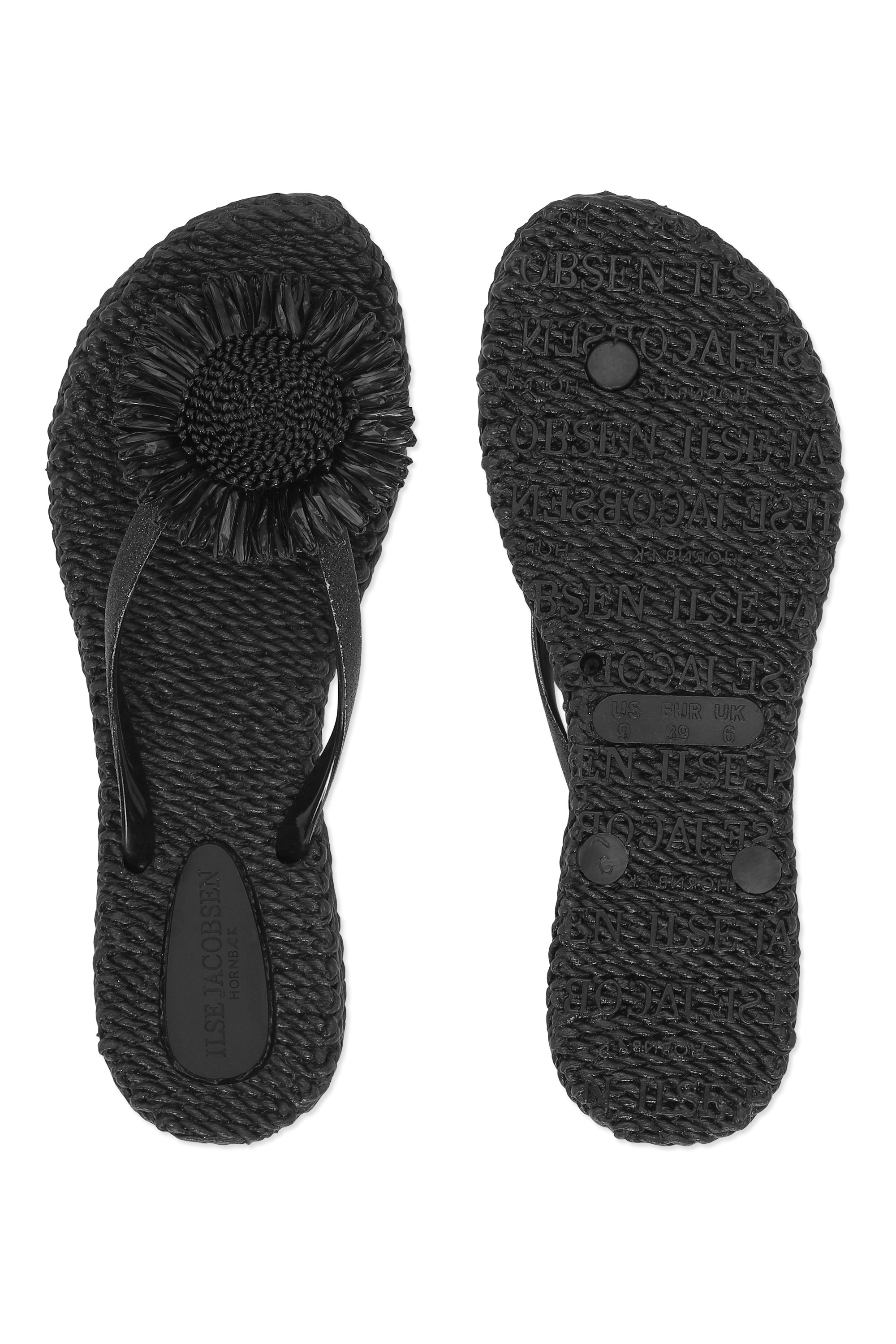 Flip Flop With Flower - Black