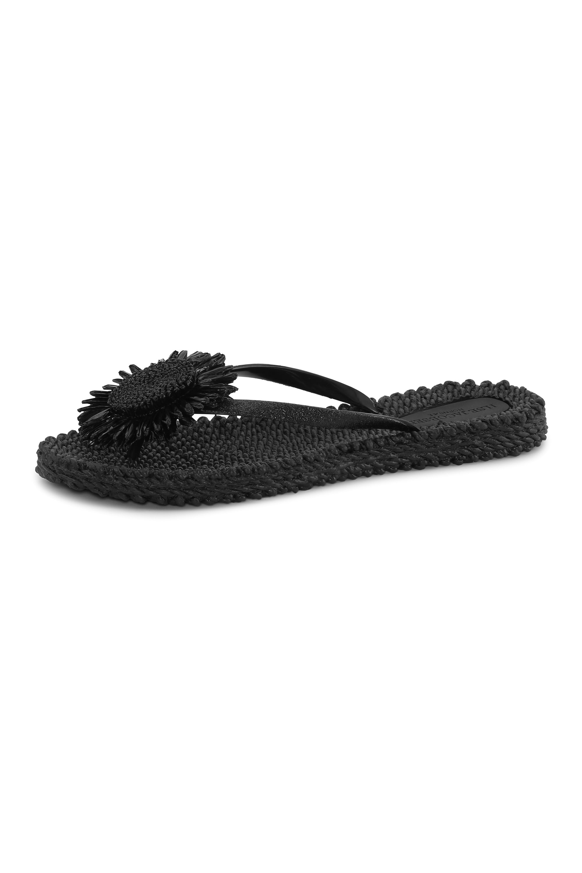 Flip Flop With Flower - Black