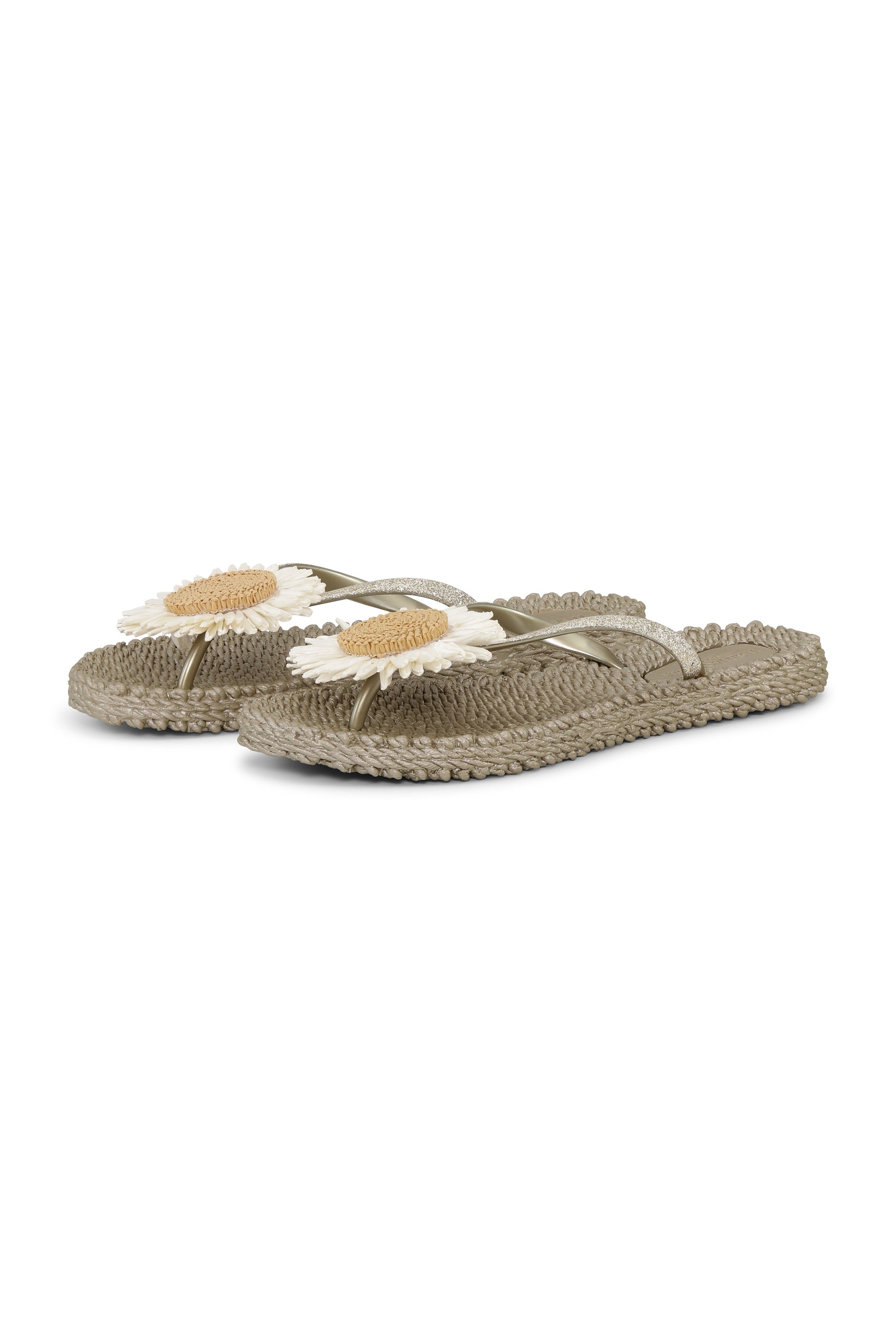 Flip Flop With Flower - Platin